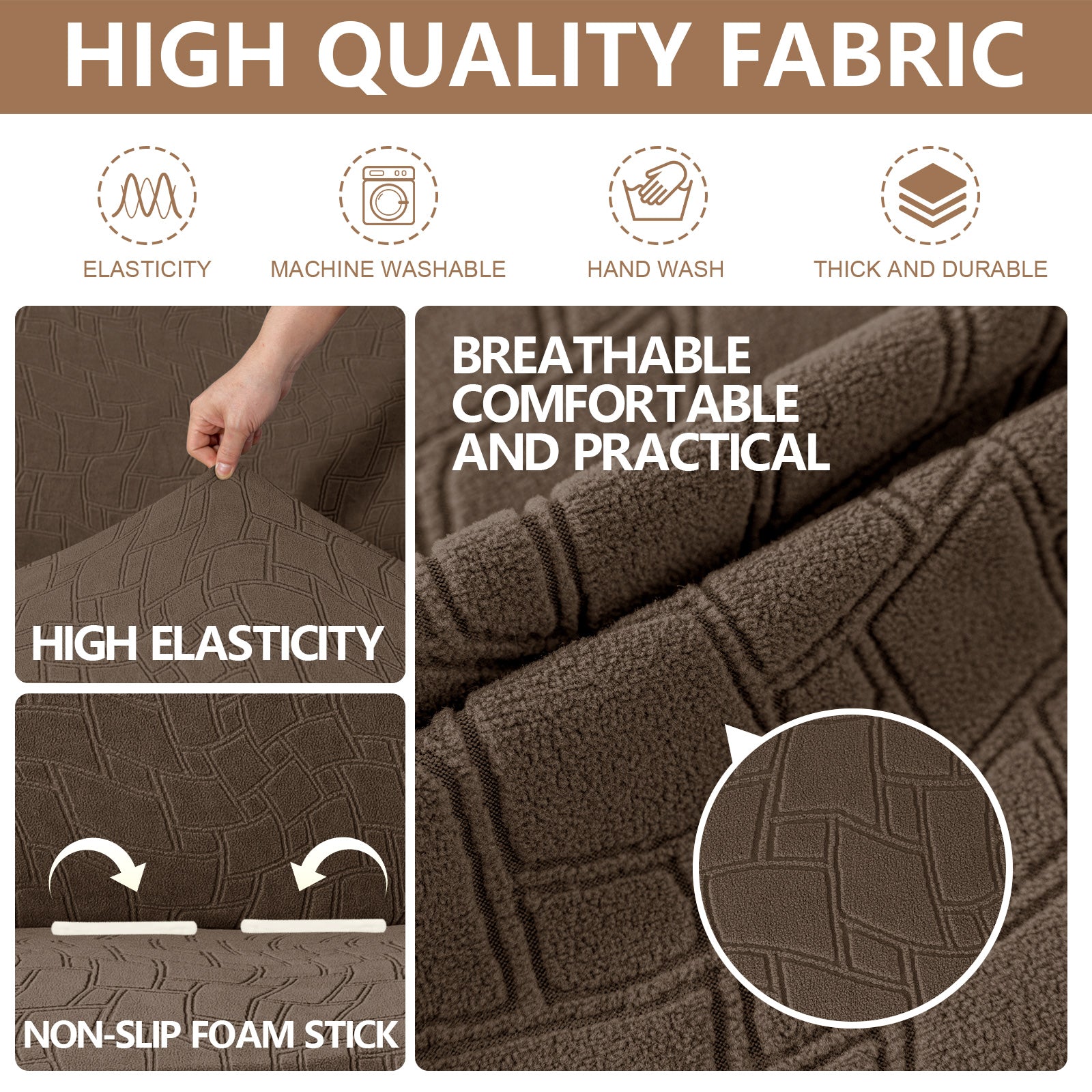 Ystyle Stretch 4 Seater Sofa Cover Jacquard Geometric Pattern-YSTYLE