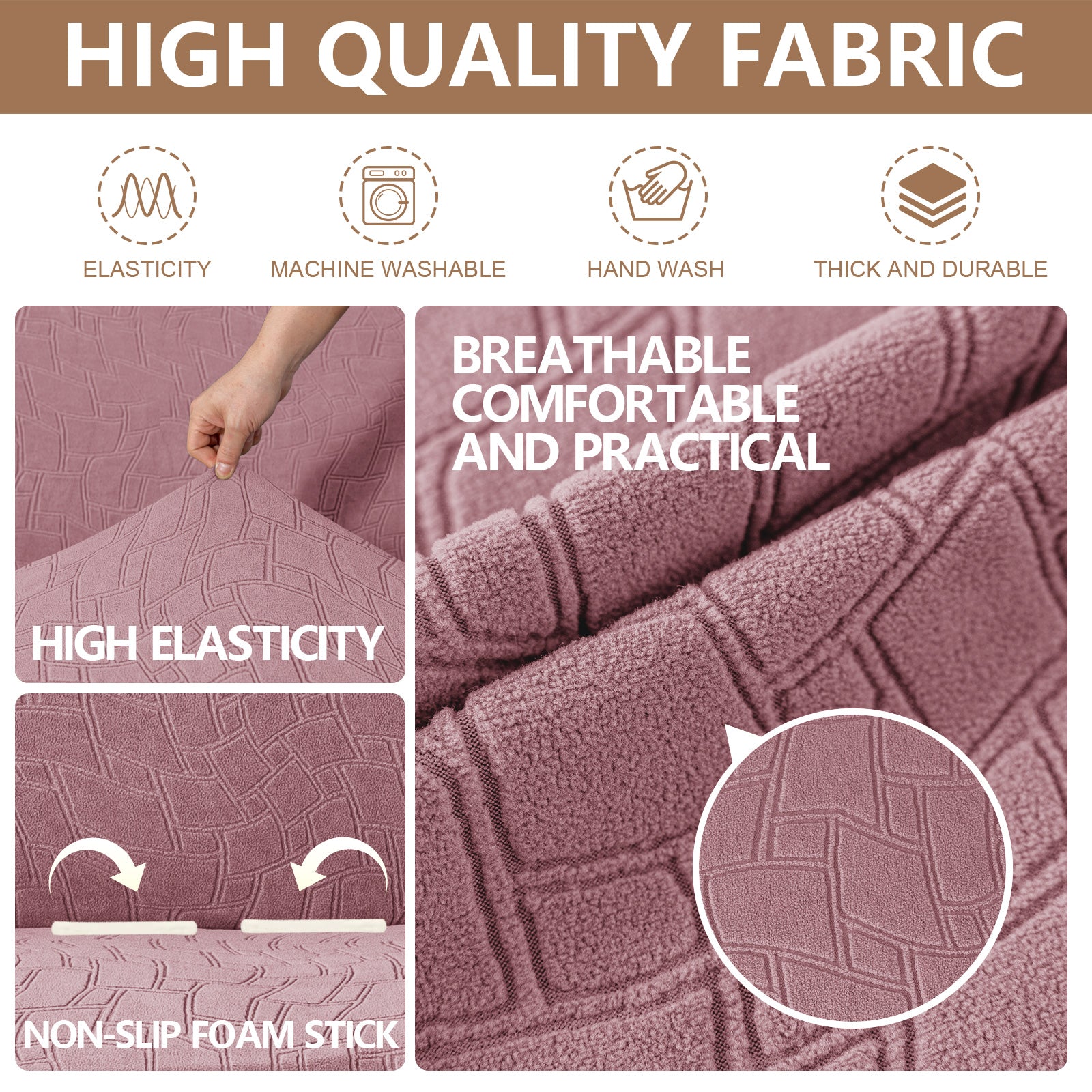 Ystyle Stretch 4 Seater Sofa Cover Jacquard Geometric Pattern-YSTYLE