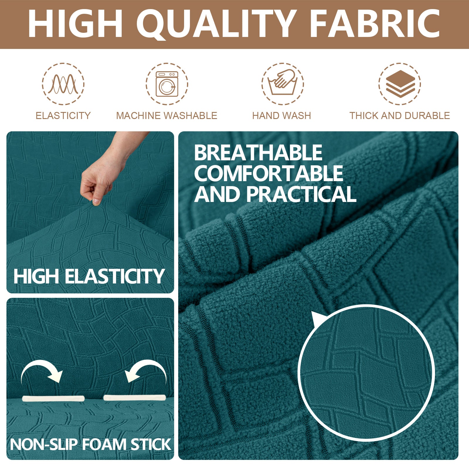 Ystyle Stretch 4 Seater Sofa Cover Jacquard Geometric Pattern-YSTYLE