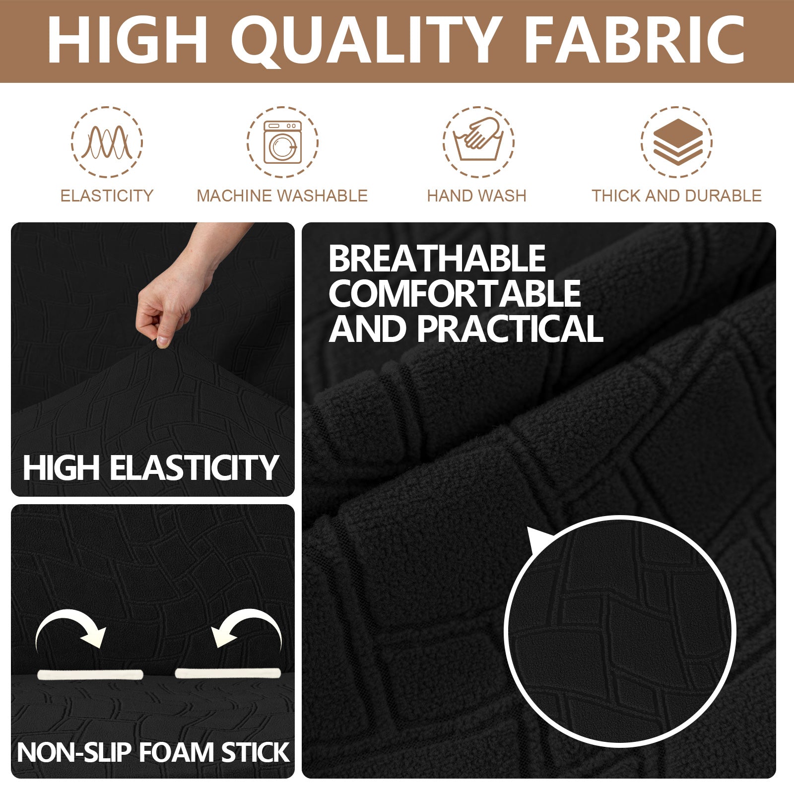 Ystyle Stretch 4 Seater Sofa Cover Jacquard Geometric Pattern-YSTYLE