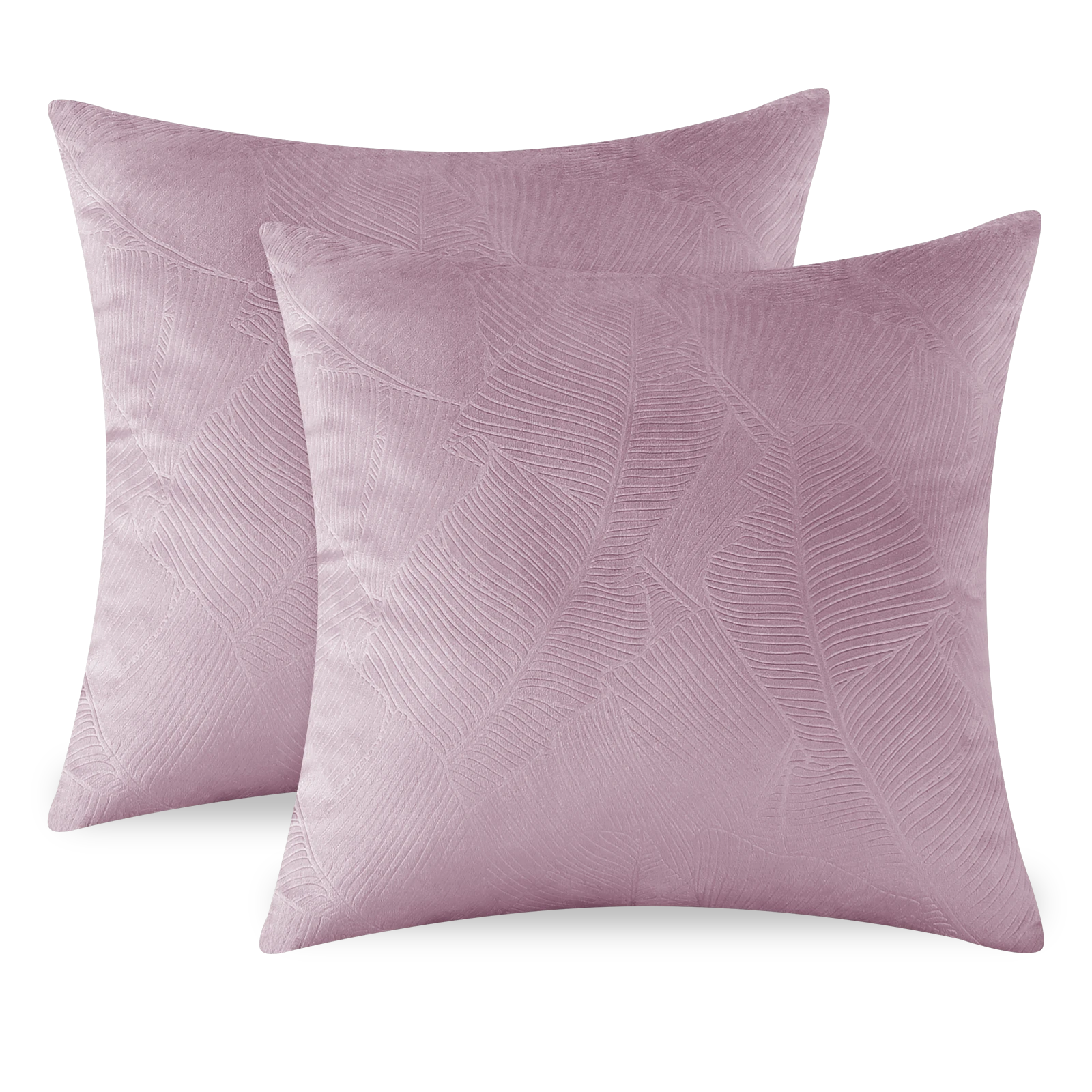 YSTYLE Velvet Sofa Cushion Covers, Decorative Throw Pillow Covers, 2 pcs, Hidden Zipper-Leaf Shape