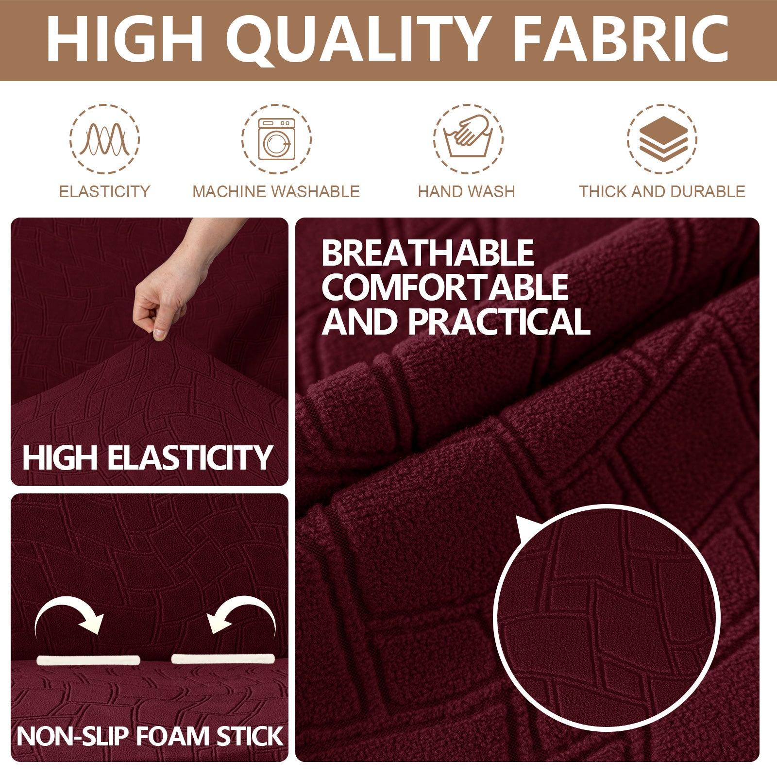 Ystyle Stretch 4 Seater Sofa Cover Jacquard Geometric Pattern-YSTYLE