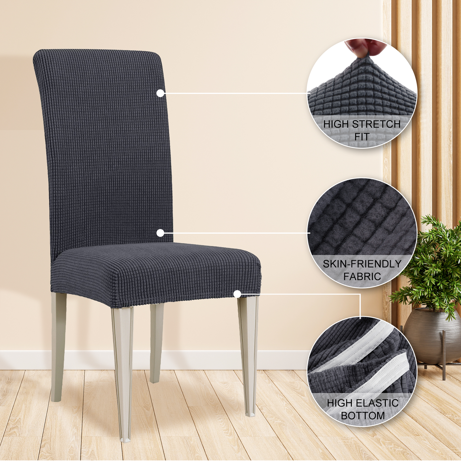 YSTYLE 4 Pieces Stretch Dining Chair Covers Jacquard Pattern