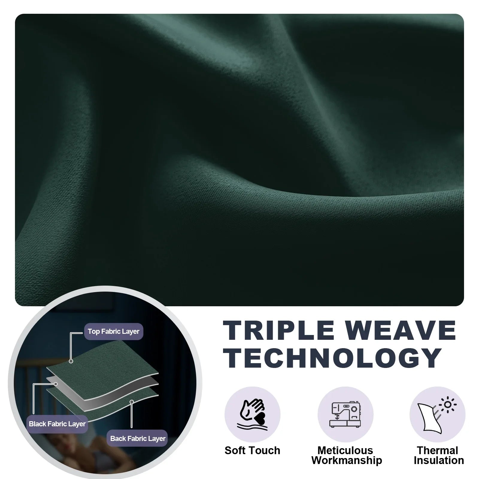 YSTYLE 2 Pieces Waterproof Blackout Curtains Thermal Insulated-YSTYLE