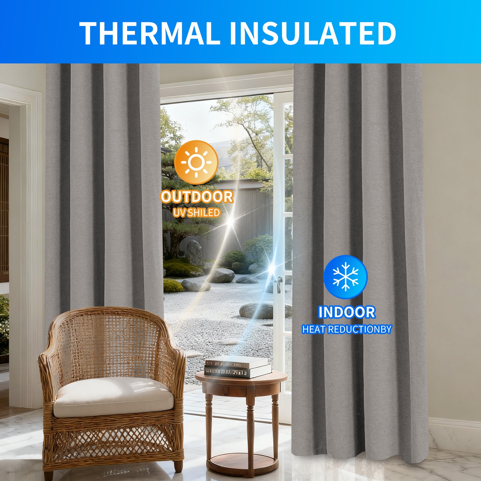 Ystyle 2 Pieces Linen Blackout Curtains Thermal-YSTYLE