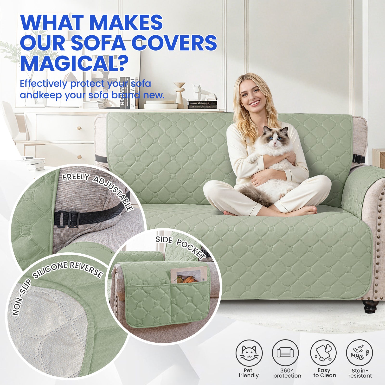 YSTYLE imperméable Reversible Corner canapé couverture L Shape 225CM