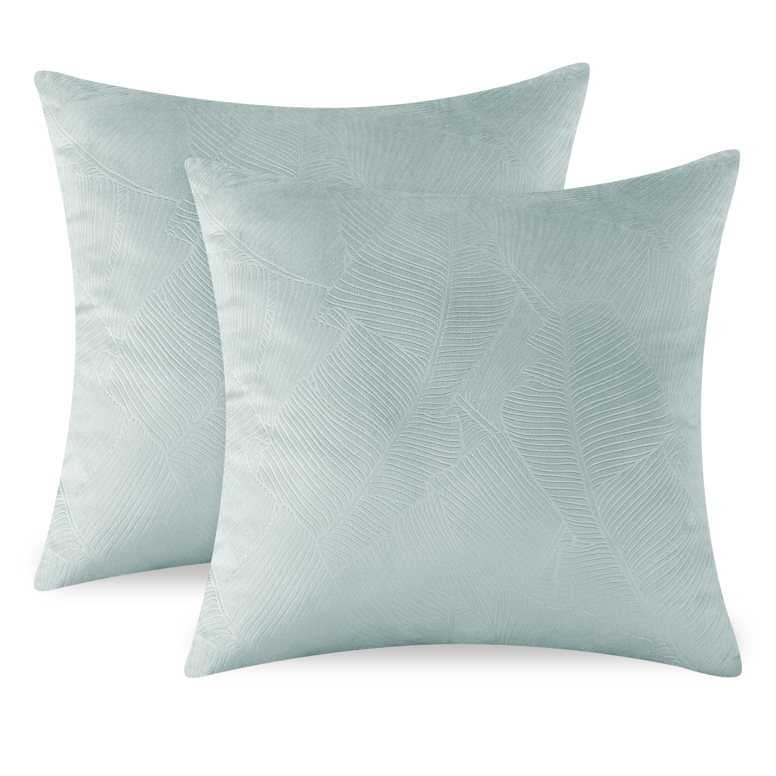 YSTYLE Velvet Sofa Cushion Covers, Decorative Throw Pillow Covers, 2 pcs, Hidden Zipper-Leaf Shape