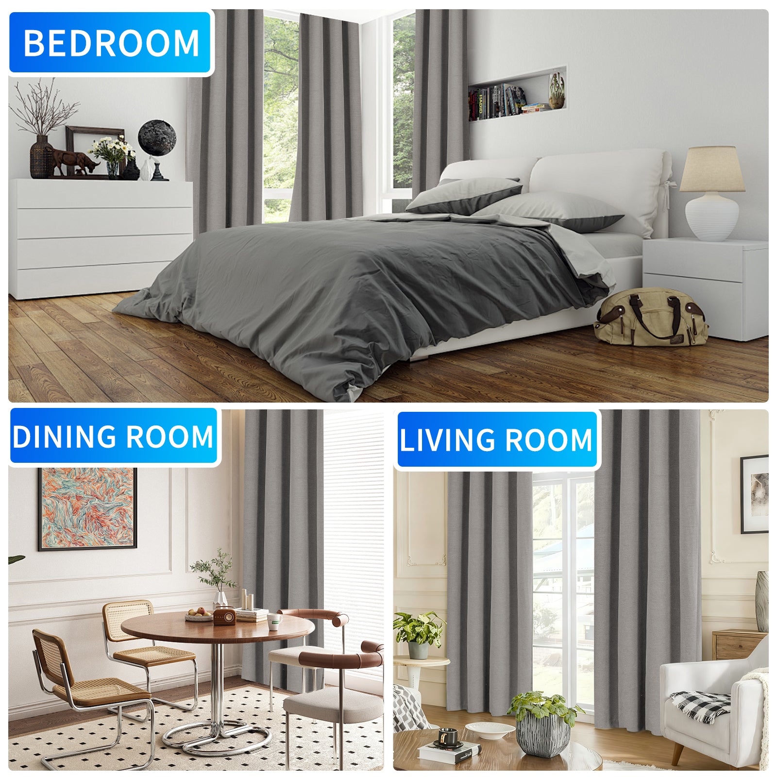 Ystyle 2 Pieces Linen Blackout Curtains Thermal-YSTYLE