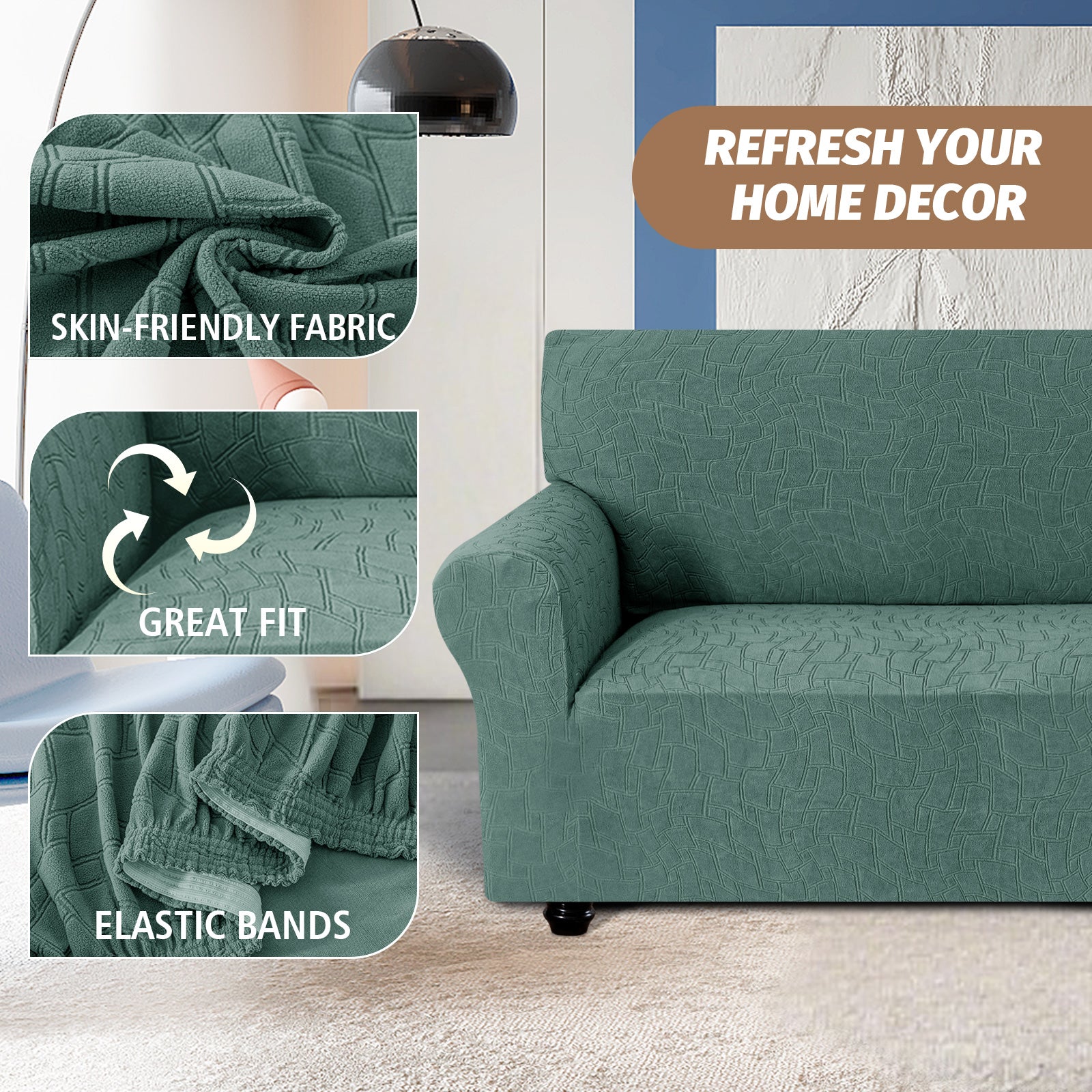 Ystyle 3 Seater Sofa Cover with Armrests, Universal Elastic Sofa Cover, Anti-Scratch for Cat Dogs, Stretch Sofa Cover, Anti-Stain, Non-Slip Sofa Cover