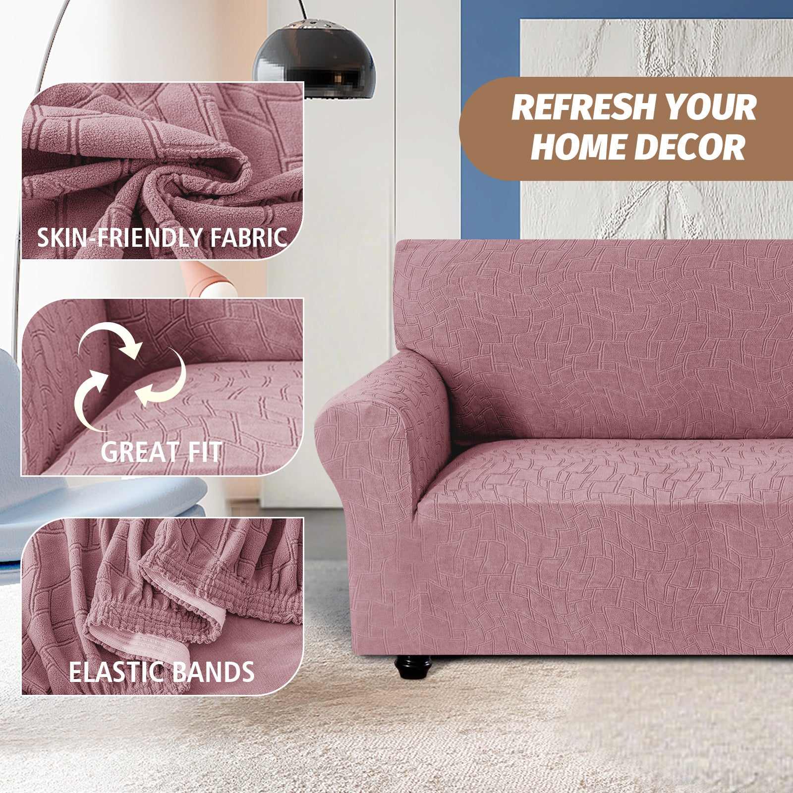 Ystyle 3 Seater Sofa Cover with Armrests, Universal Elastic Sofa Cover, Anti-Scratch for Cat Dogs, Stretch Sofa Cover, Anti-Stain, Non-Slip Sofa Cover