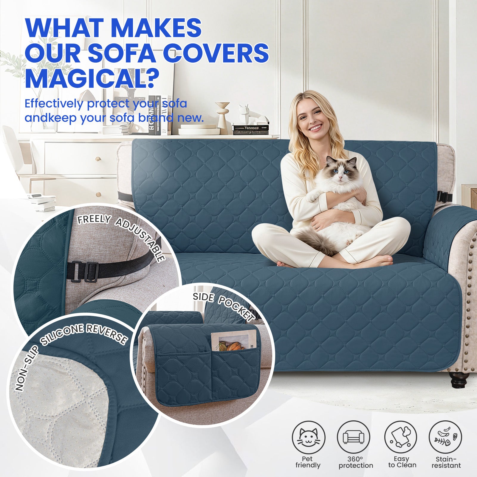 YSTYLE imperméable Reversible Corner canapé couverture L Shape 225CM