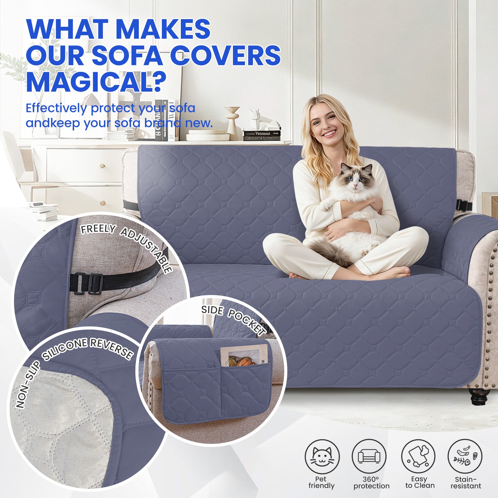 YSTYLE imperméable Reversible Corner canapé couverture L Shape 225CM