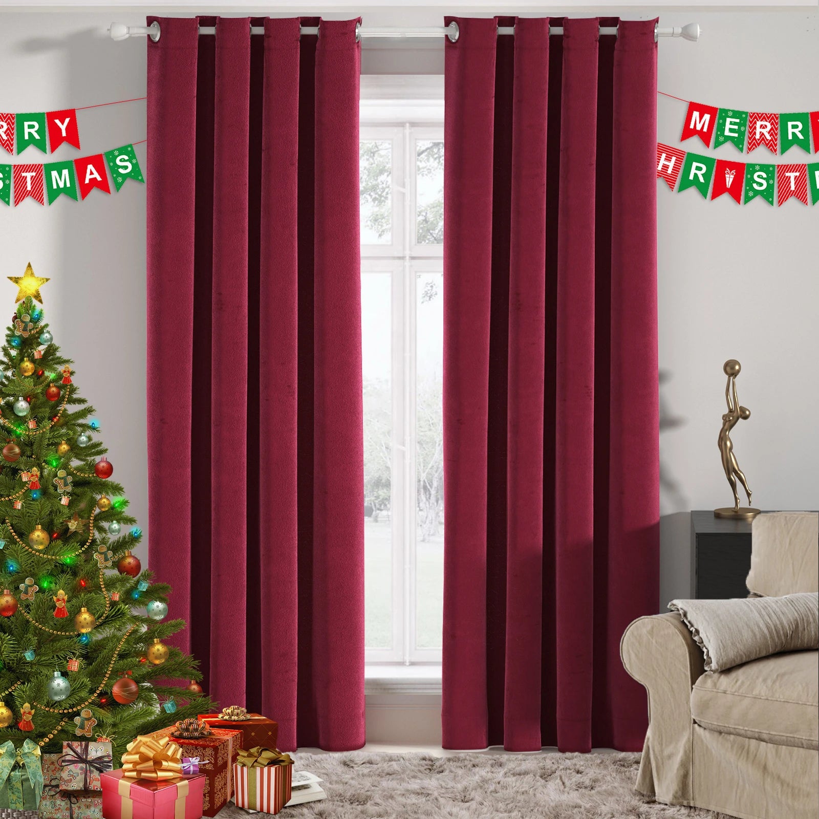 YSTYLE Velvet 2 pcs Blackout Curtains – 100% Light Block, Thermal Insulation