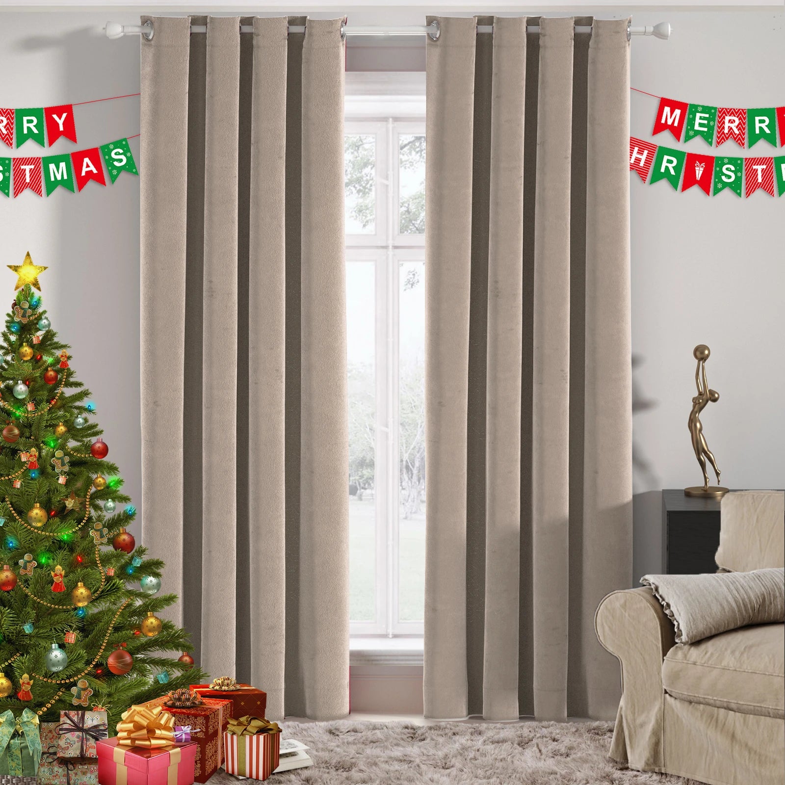 YSTYLE Velvet 2 pcs Blackout Curtains – 100% Light Block, Thermal Insulation