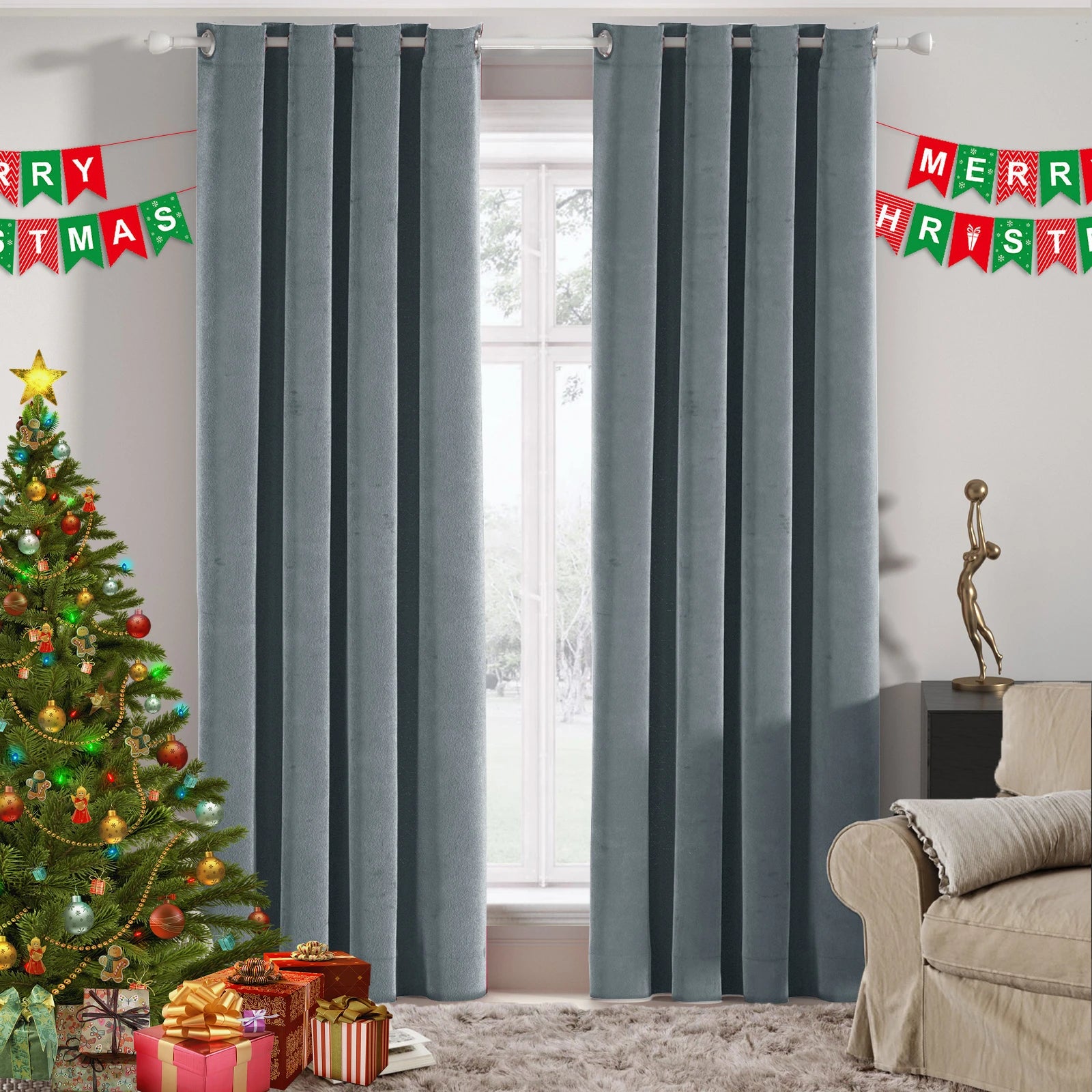 YSTYLE Velvet 2 pcs Blackout Curtains – 100% Light Block, Thermal Insulation