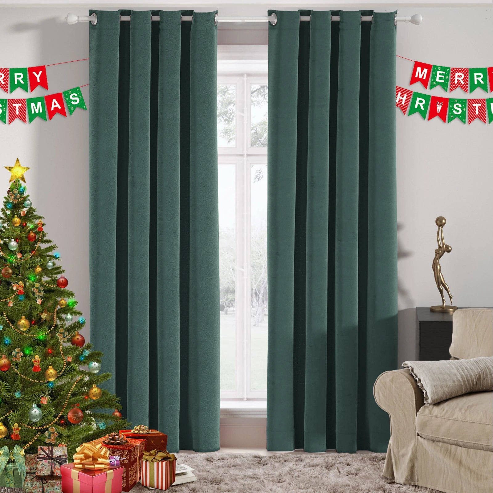 YSTYLE Velvet 2 pcs Blackout Curtains – 100% Light Block, Thermal Insulation