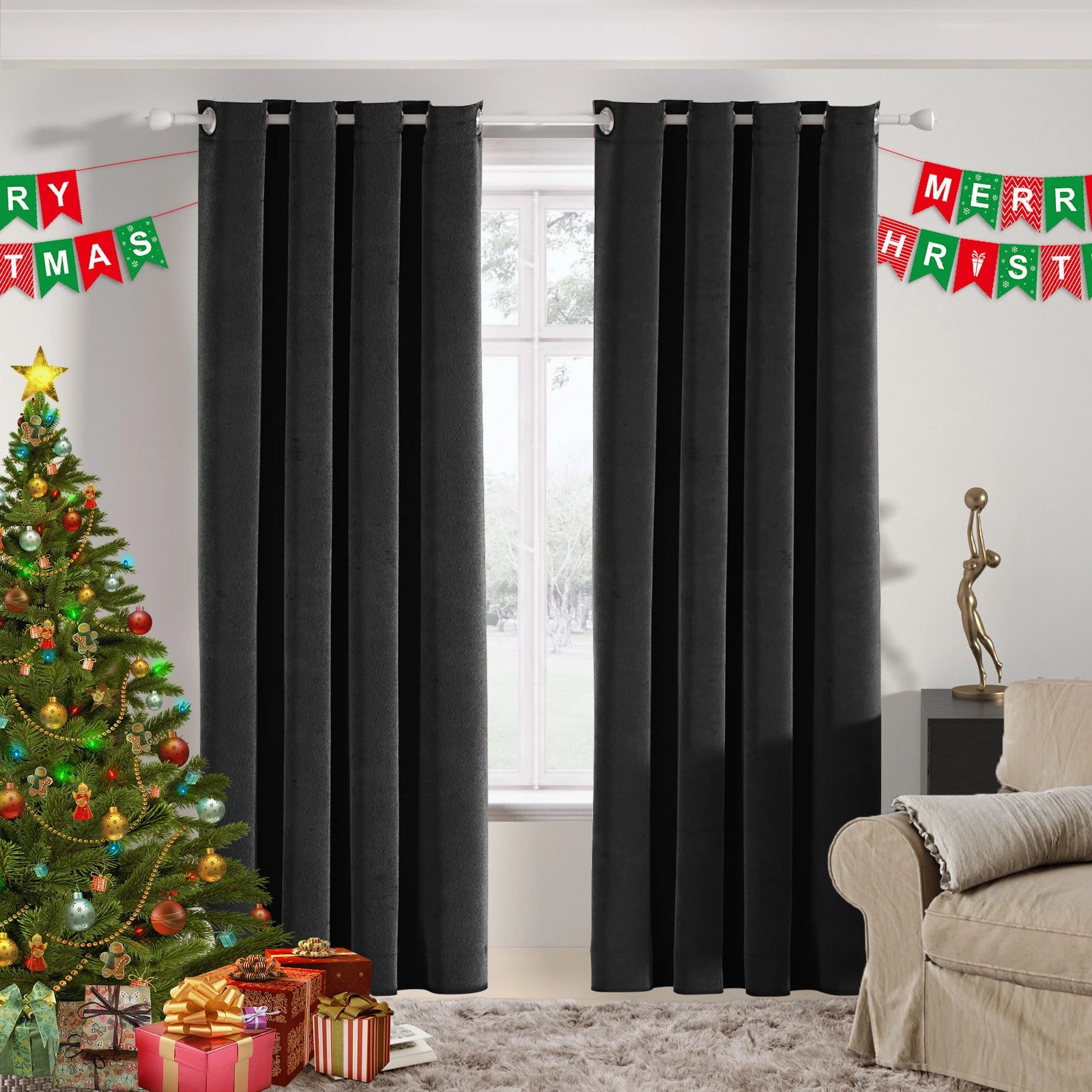 YSTYLE Velvet 2 pcs Blackout Curtains – 100% Light Block, Thermal Insulation