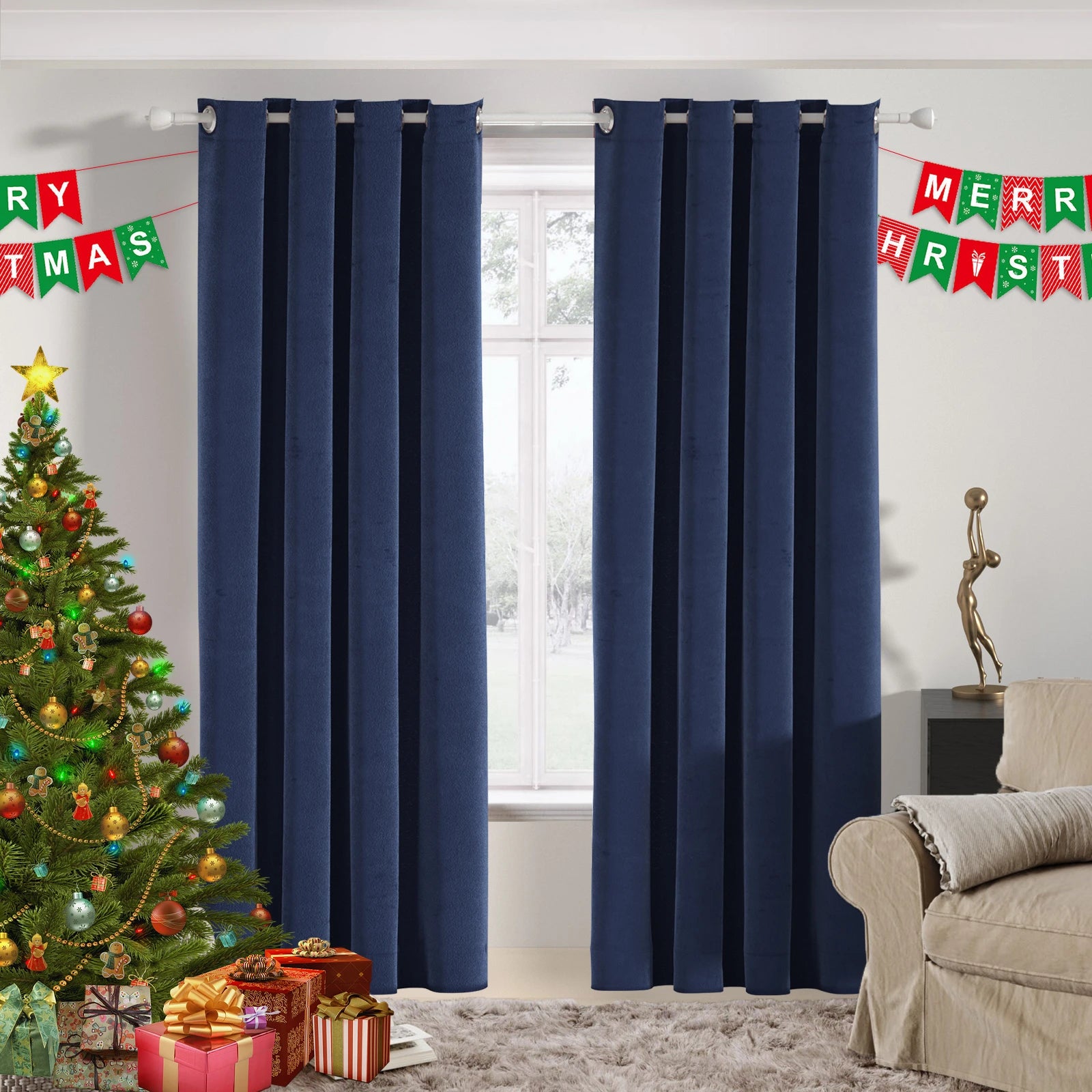 YSTYLE Velvet 2 pcs Blackout Curtains – 100% Light Block, Thermal Insulation