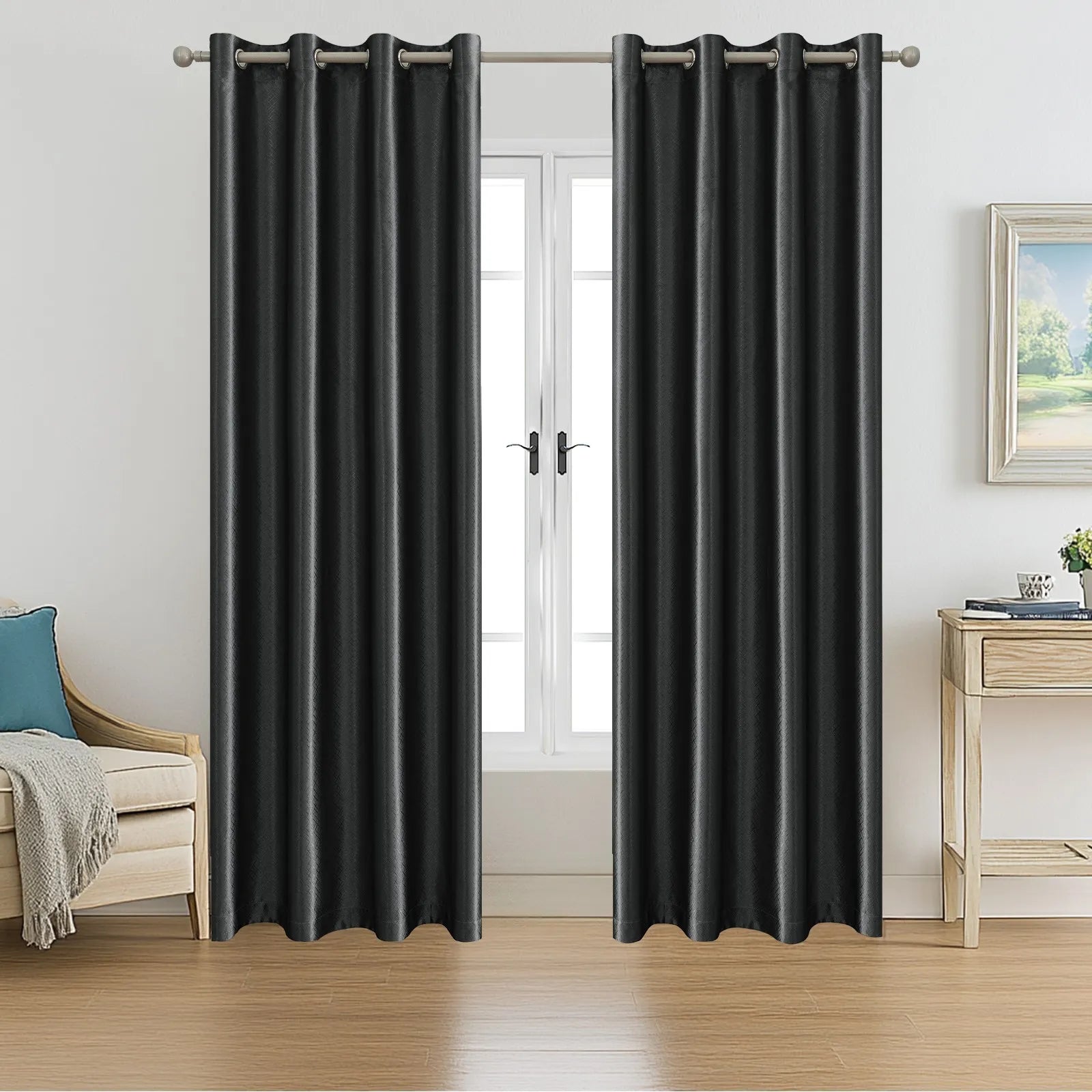YSTYLE Indoor 2 pcs - Modern Blackout CurtainsBlackout Glossy