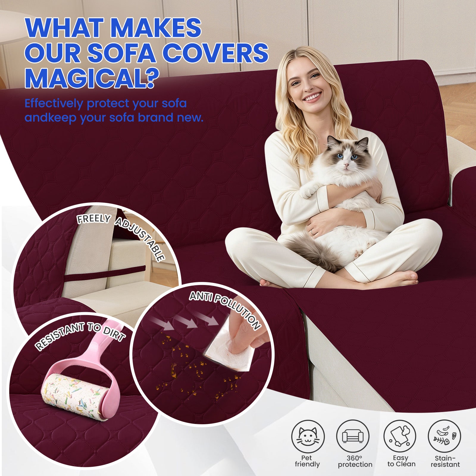 YSTYLE Waterproof 2 Seater Armchair Cover with Pockets Non Slip