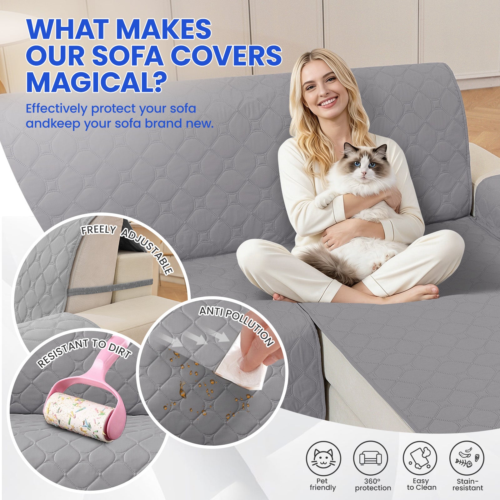 YSTYLE imperméable Reversible Corner canapé couverture L Shape 225CM