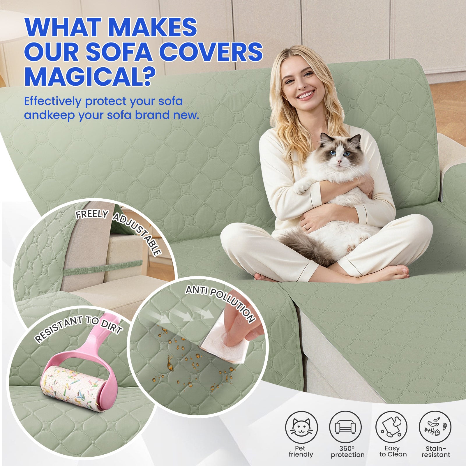 YSTYLE Waterproof 2 Seater Armchair Cover with Pockets Non Slip