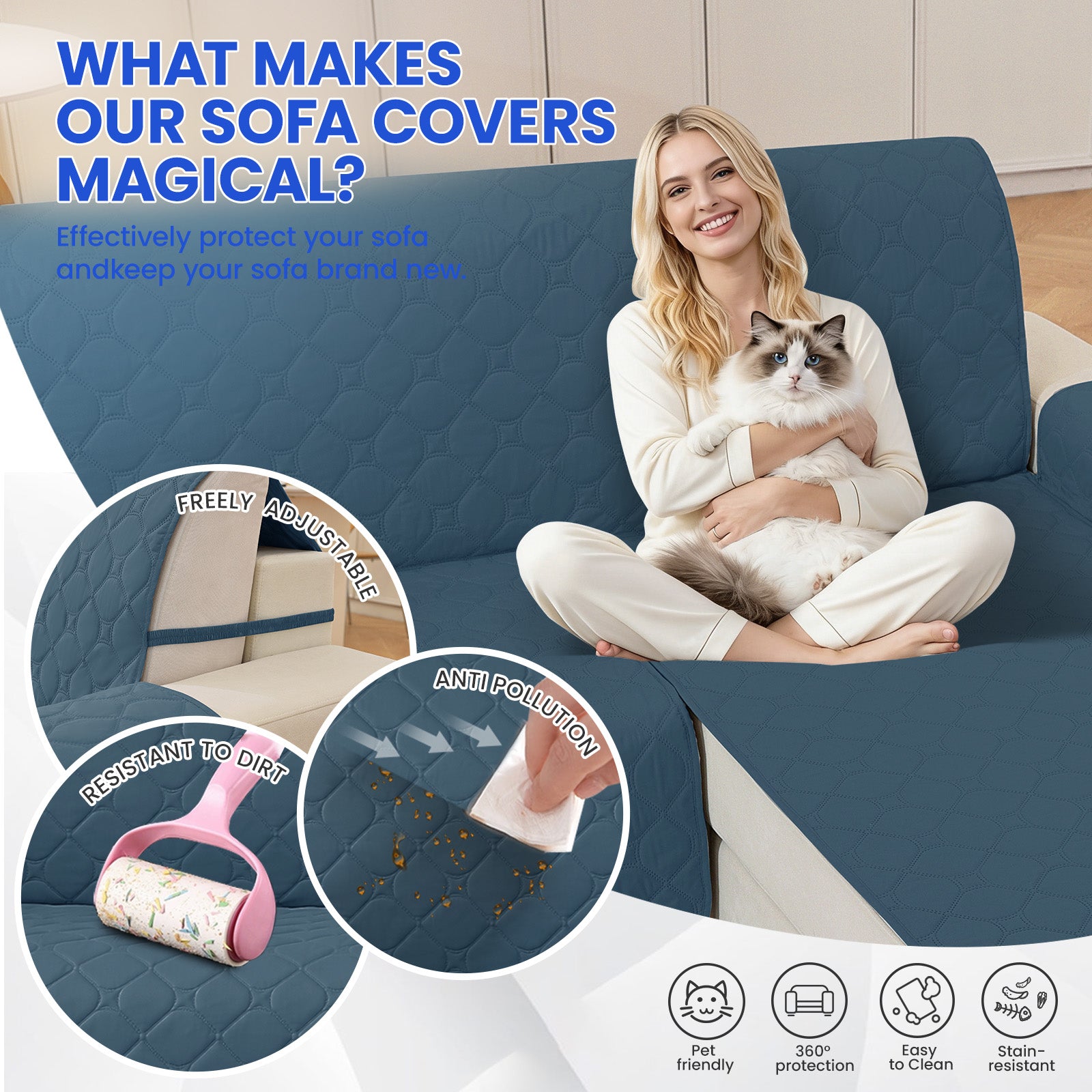 YSTYLE Waterproof 2 Seater Armchair Cover with Pockets Non Slip