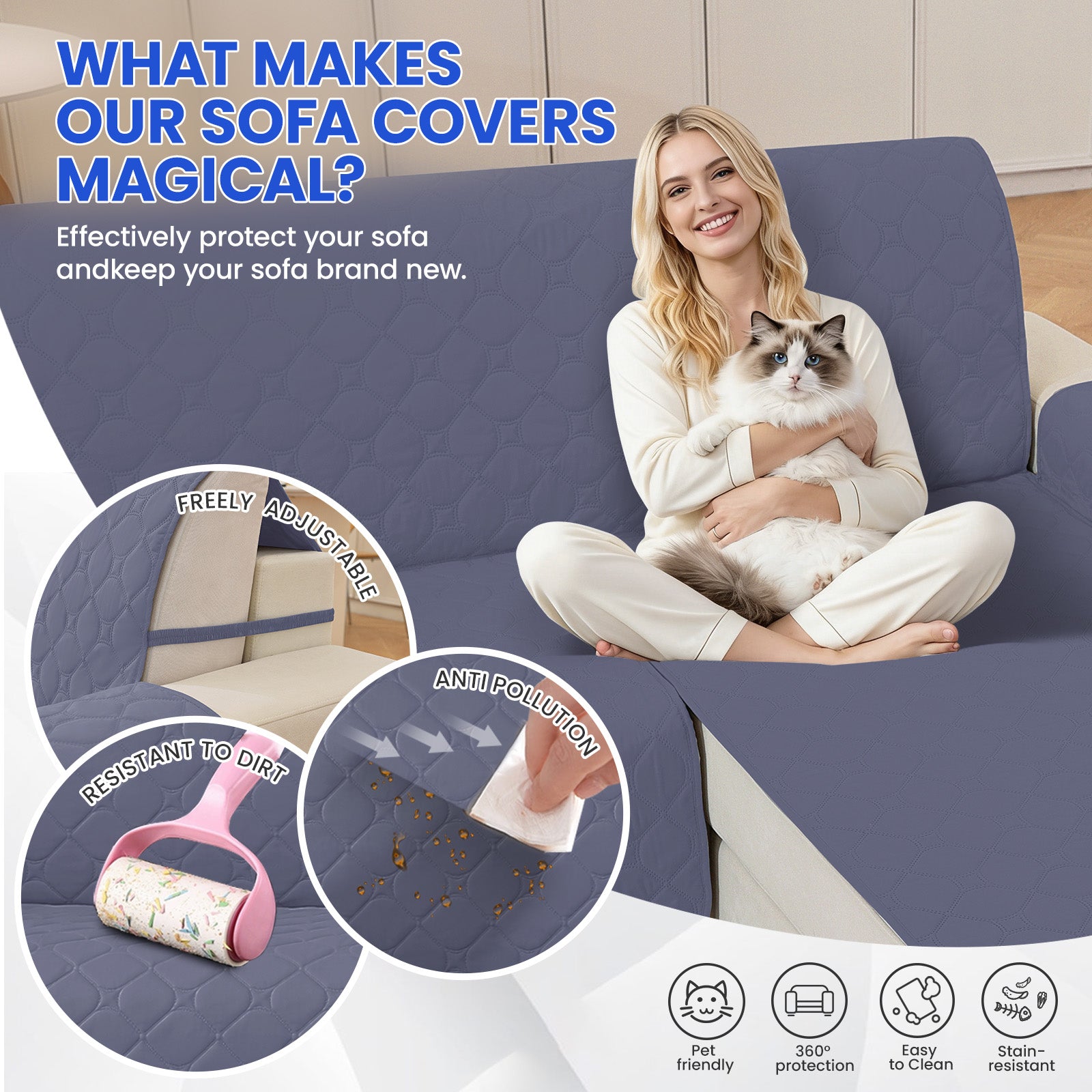 YSTYLE Waterproof 2 Seater Armchair Cover with Pockets Non Slip