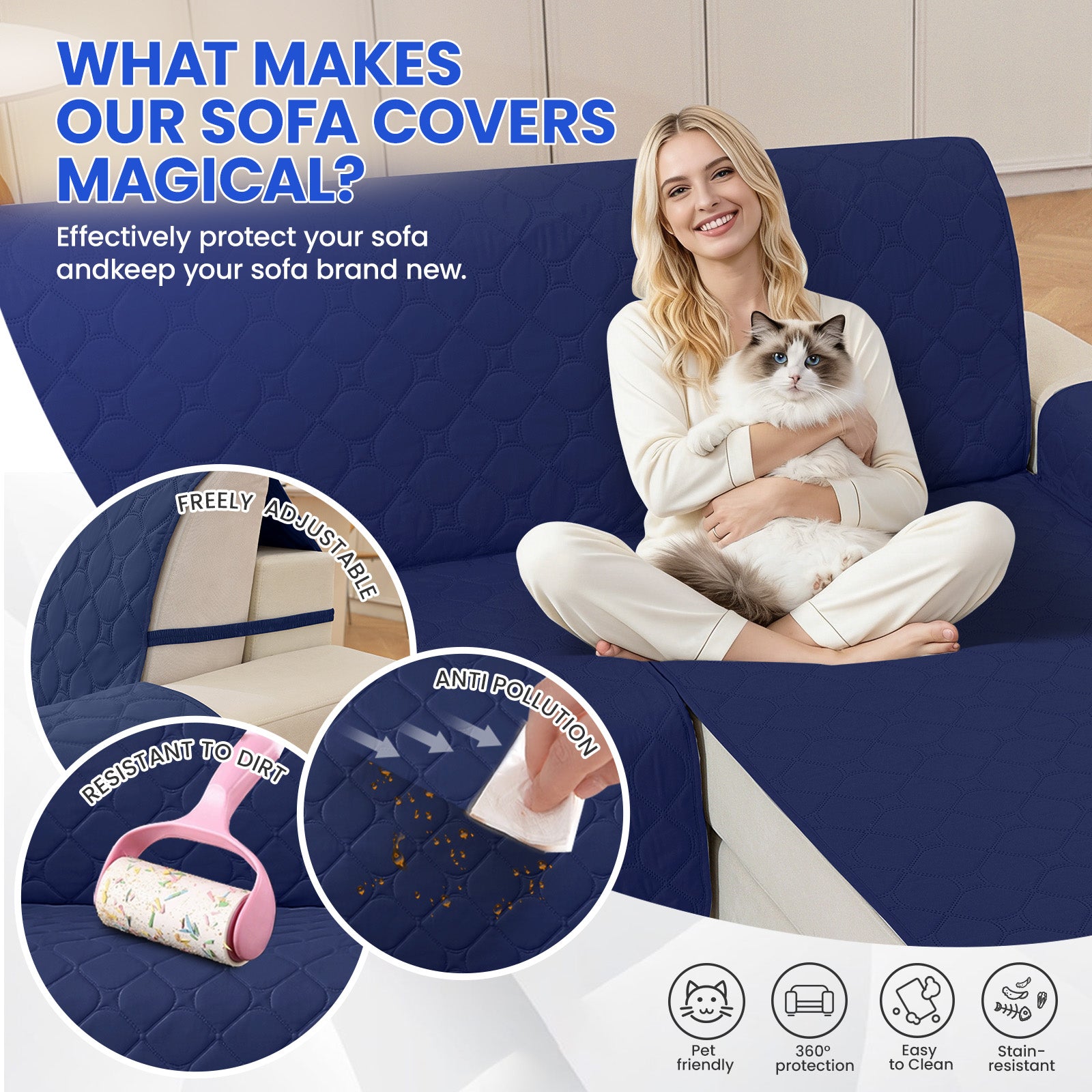 YSTYLE imperméable Reversible Corner canapé couverture L Shape 225CM