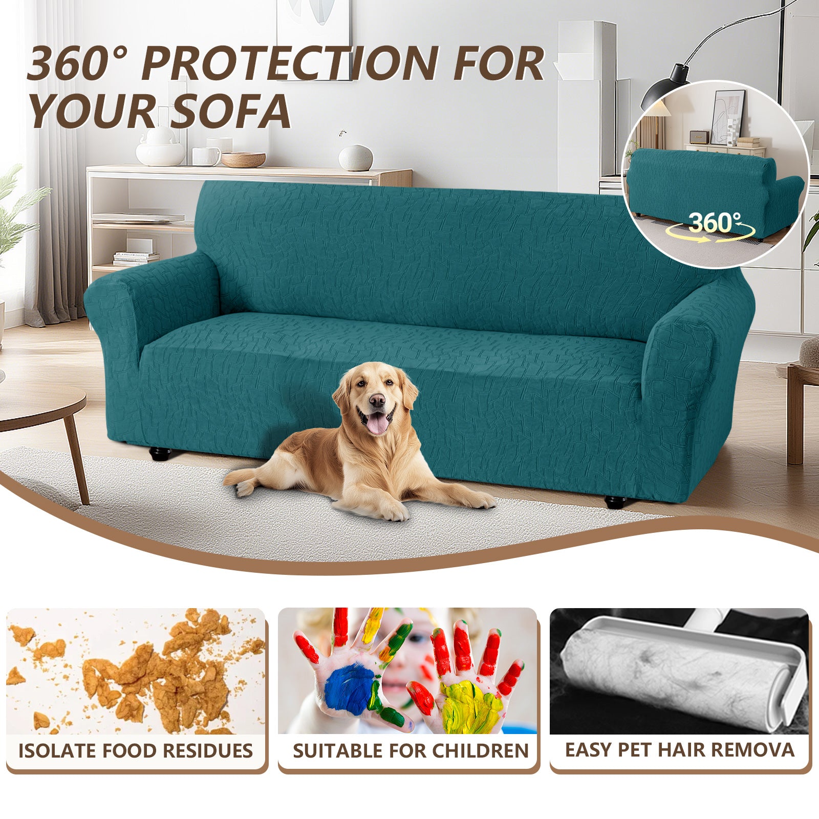 Ystyle Stretch 4 Seater Sofa Cover Jacquard Geometric Pattern-YSTYLE