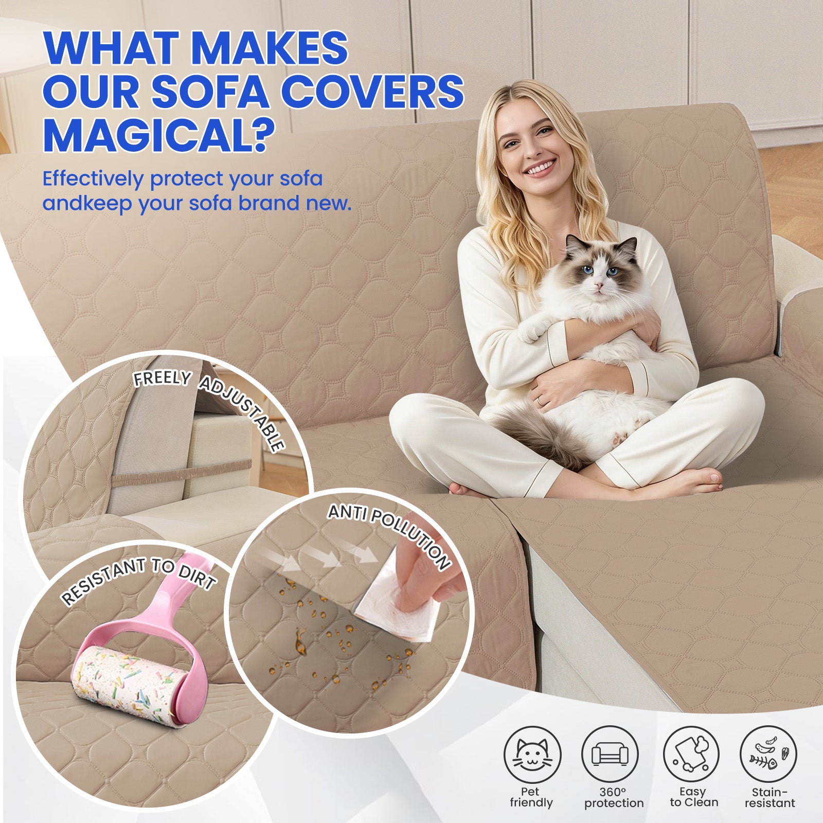 YSTYLE imperméable Reversible Corner canapé couverture L Shape 225CM