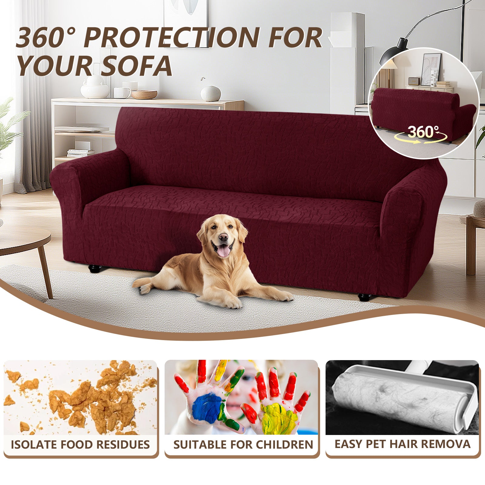 Ystyle Stretch 4 Seater Sofa Cover Jacquard Geometric Pattern-YSTYLE