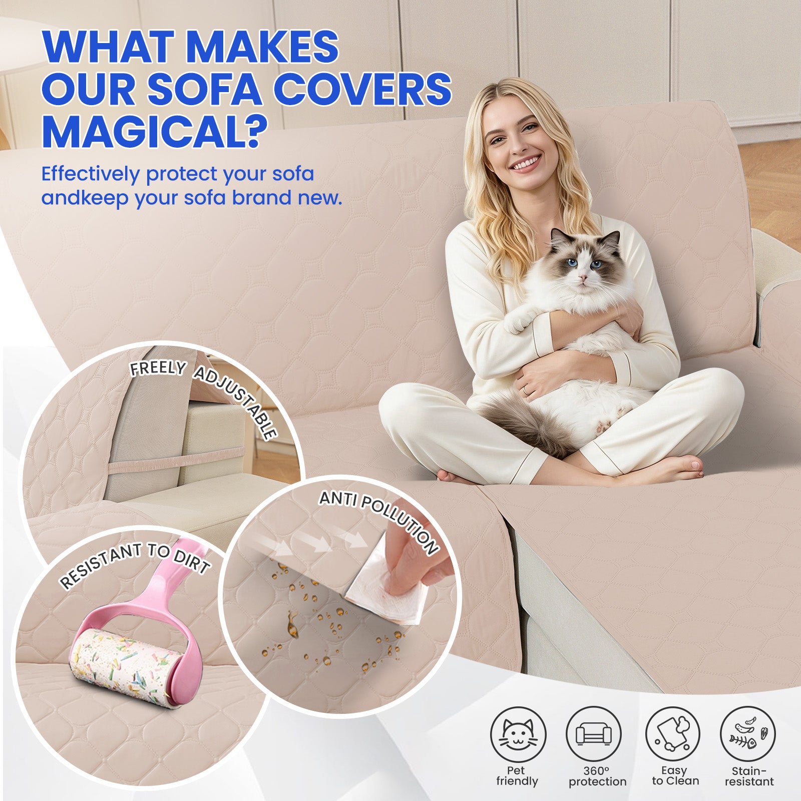 YSTYLE Waterproof 2 Seater Armchair Cover with Pockets Non Slip