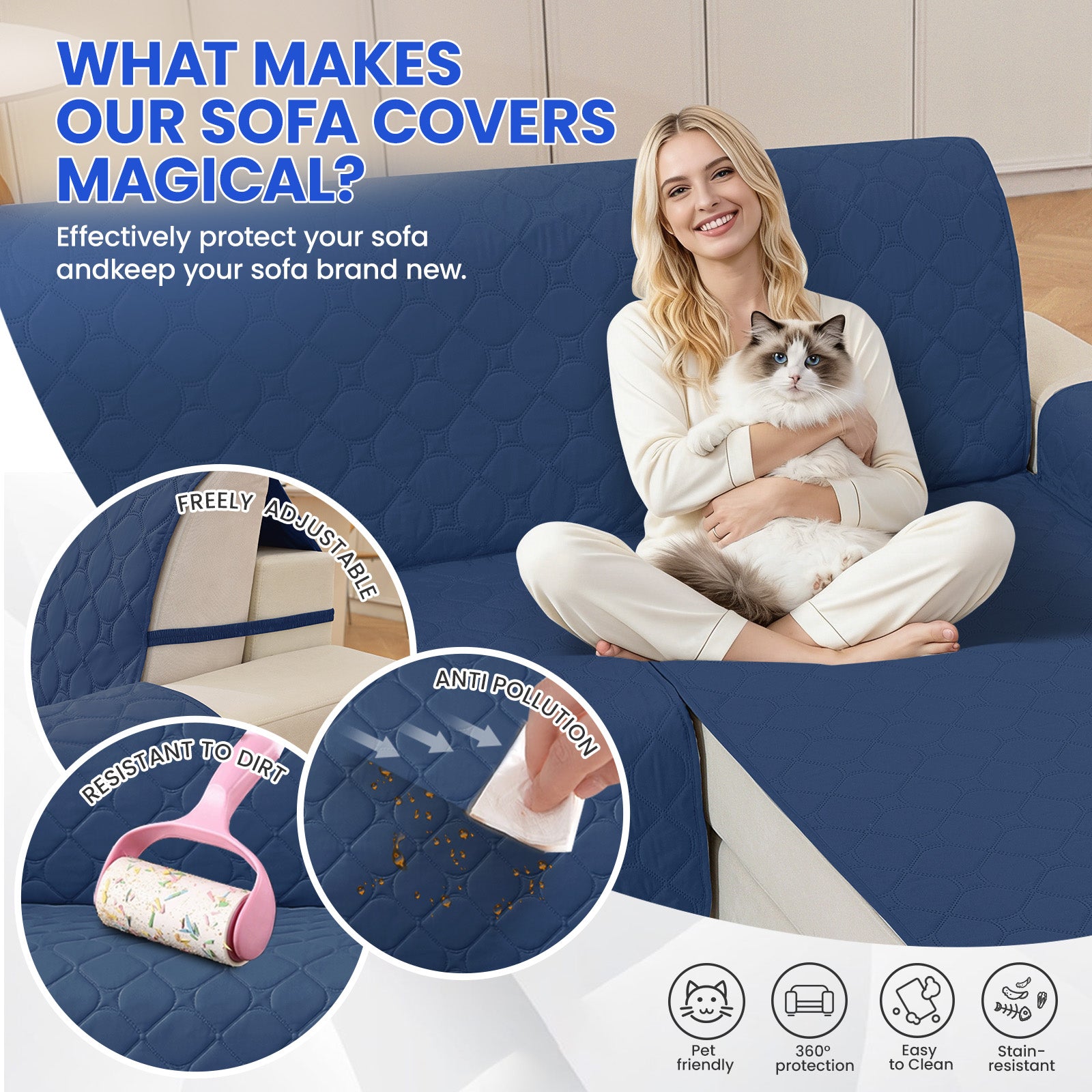 YSTYLE Waterproof 2 Seater Armchair Cover with Pockets Non Slip