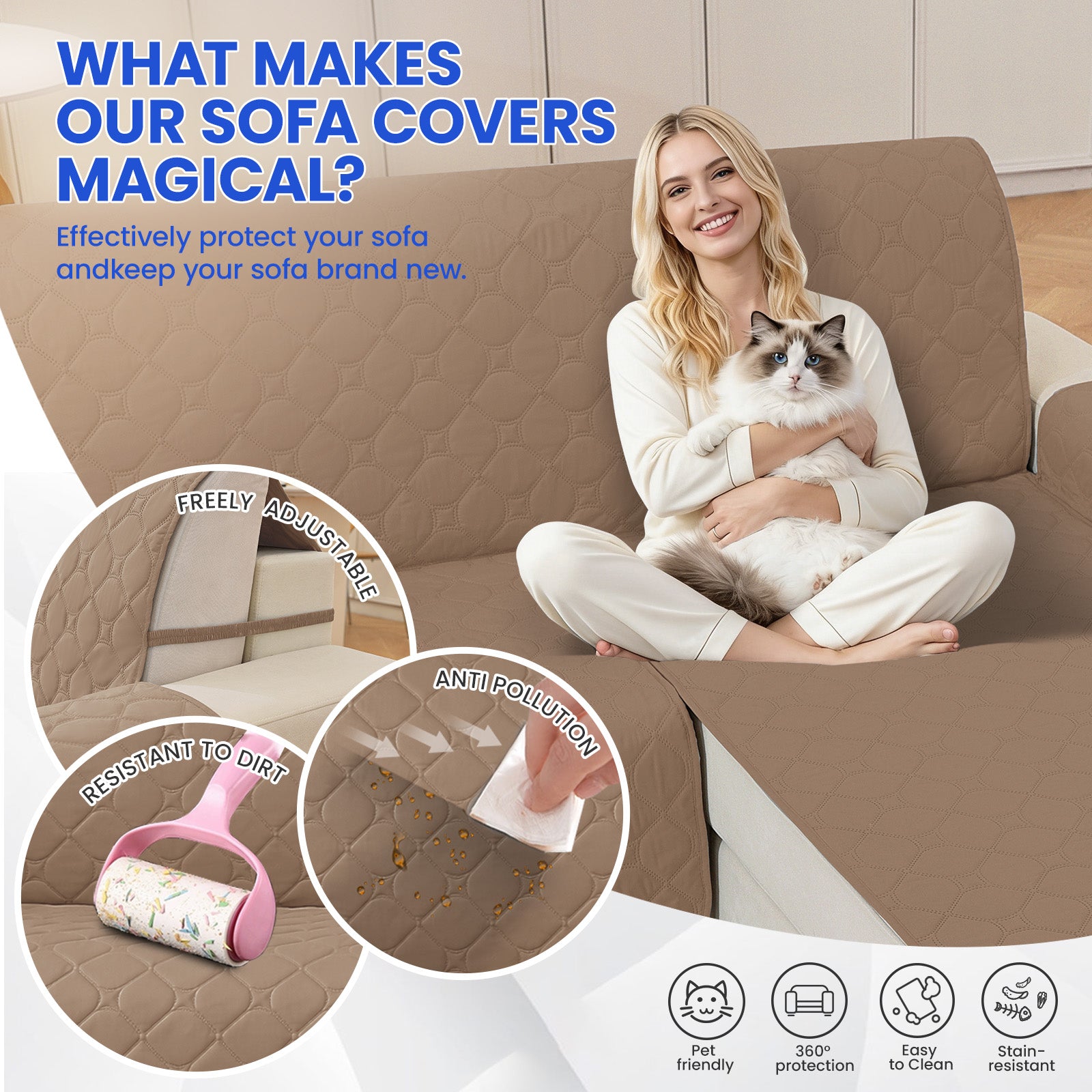 YSTYLE Waterproof 2 Seater Armchair Cover with Pockets Non Slip