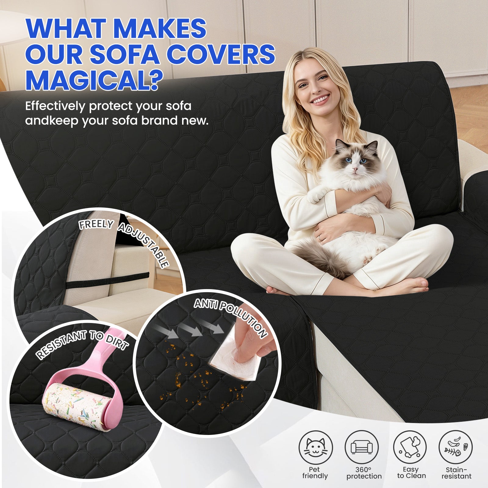 YSTYLE Waterproof 2 Seater Armchair Cover with Pockets Non Slip