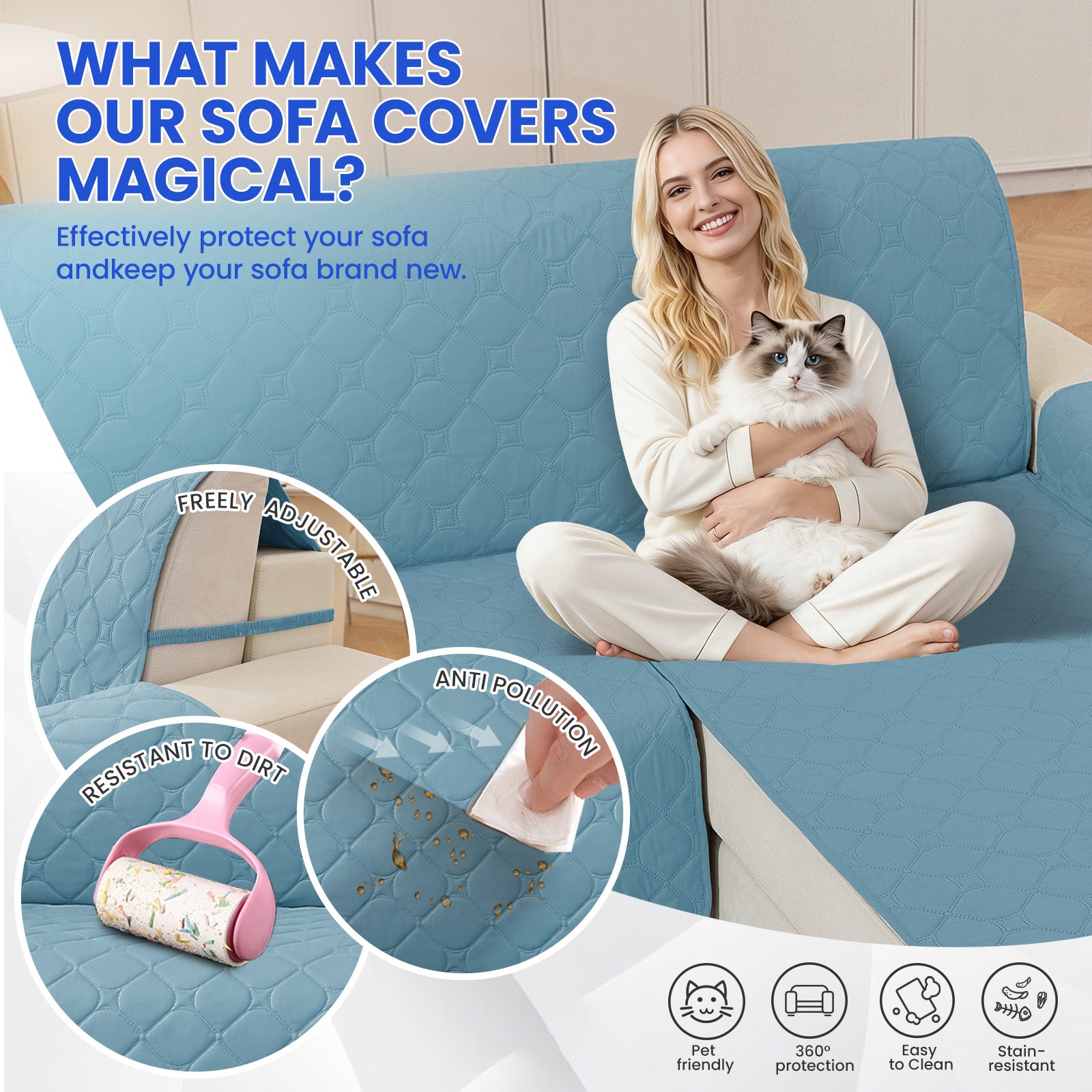 YSTYLE Waterproof 2 Seater Armchair Cover with Pockets Non Slip