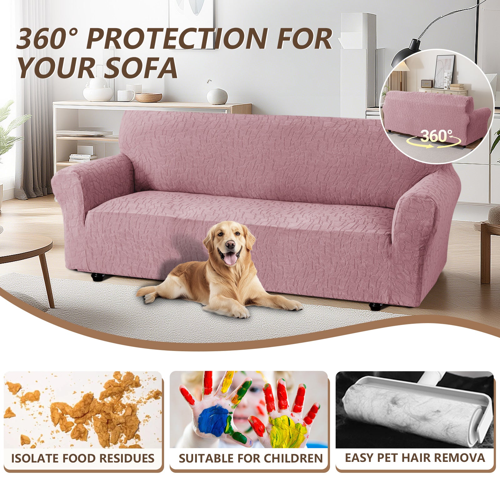 Ystyle 3 Seater Sofa Cover with Armrests, Universal Elastic Sofa Cover, Anti-Scratch for Cat Dogs, Stretch Sofa Cover, Anti-Stain, Non-Slip Sofa Cover