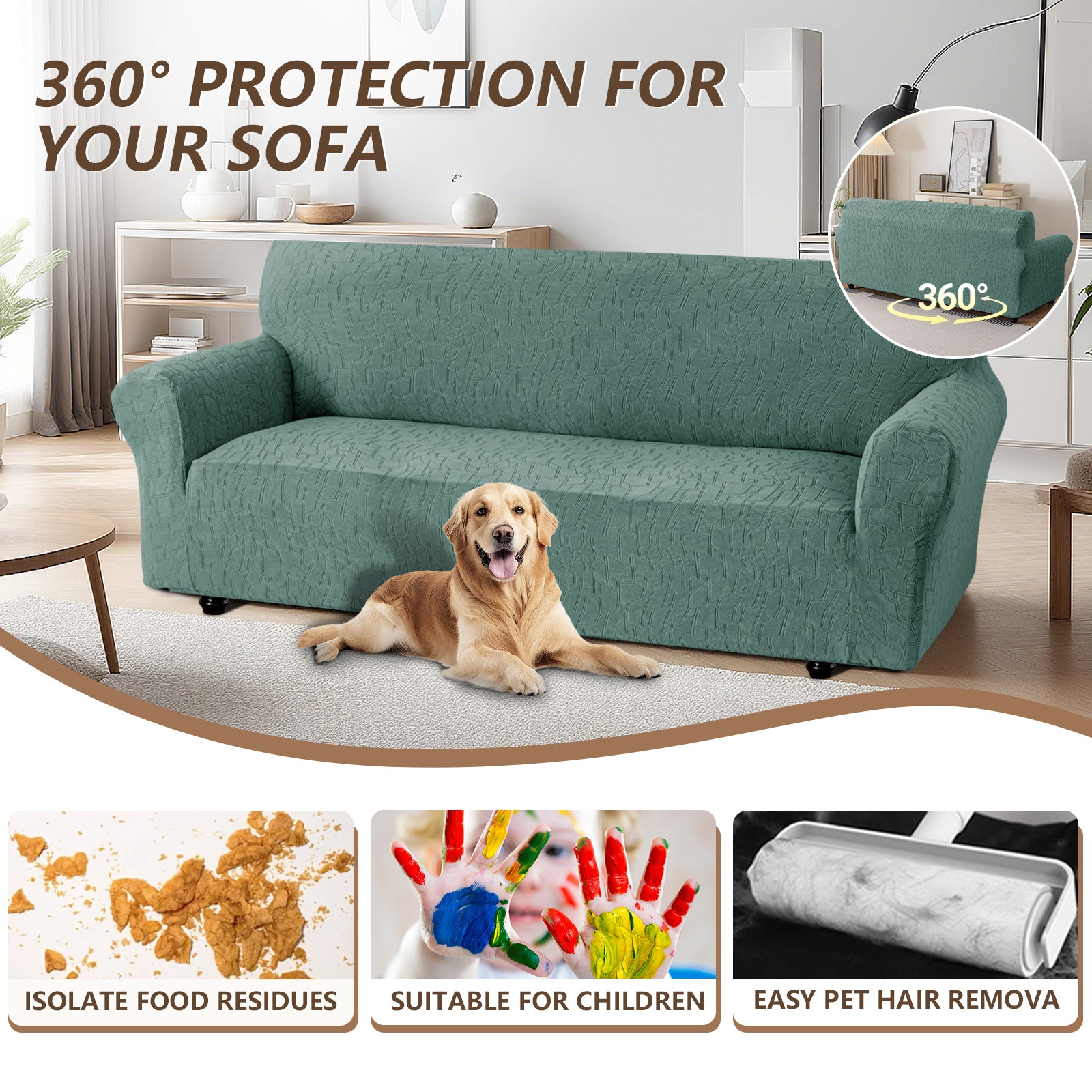 Ystyle Stretch 4 Seater Sofa Cover Jacquard Geometric Pattern-YSTYLE