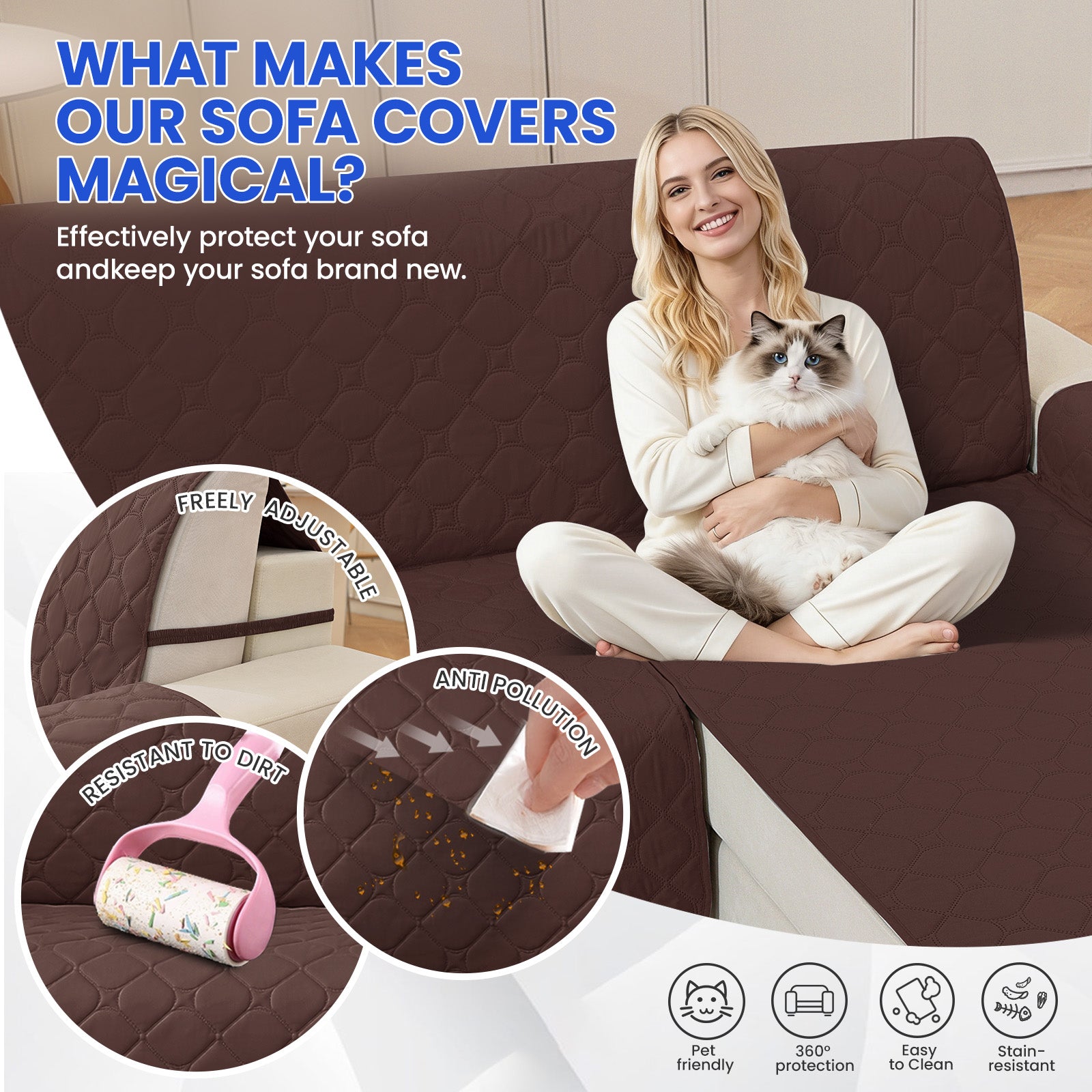 YSTYLE Waterproof 2 Seater Armchair Cover with Pockets Non Slip