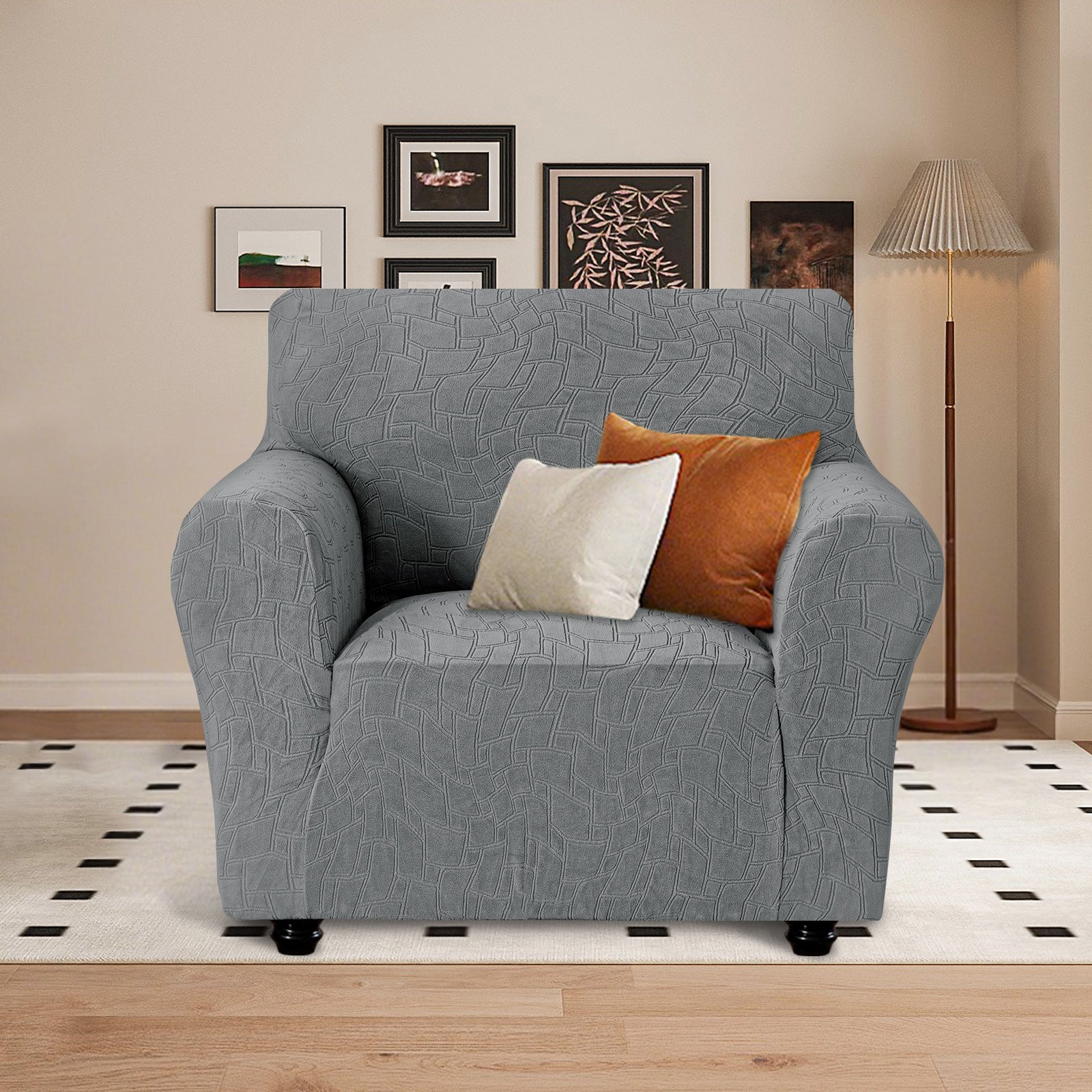 Ystyle 1 Seater Sofa Cover with Armrests, Universal Elastic Sofa Cover, Anti-Scratch for Cat Dogs, Stretch Sofa Cover, Anti-Stain, Non-Slip Sofa Cover