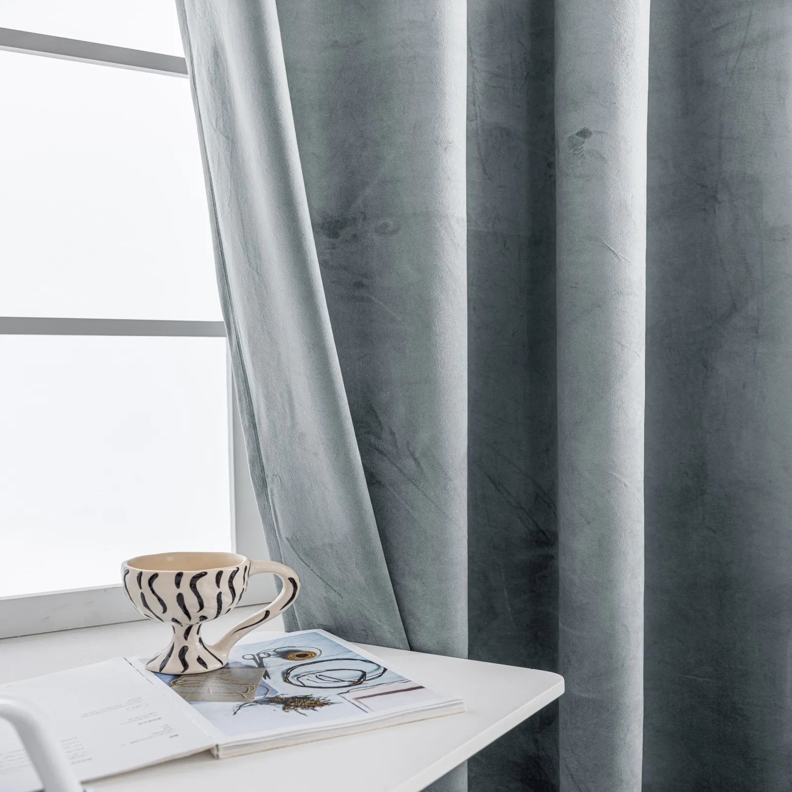 YSTYLE Elegant Velvet Curtains-2 pcs, Blackout & Heat Insulating, Eyelet Drapes for Home Windows