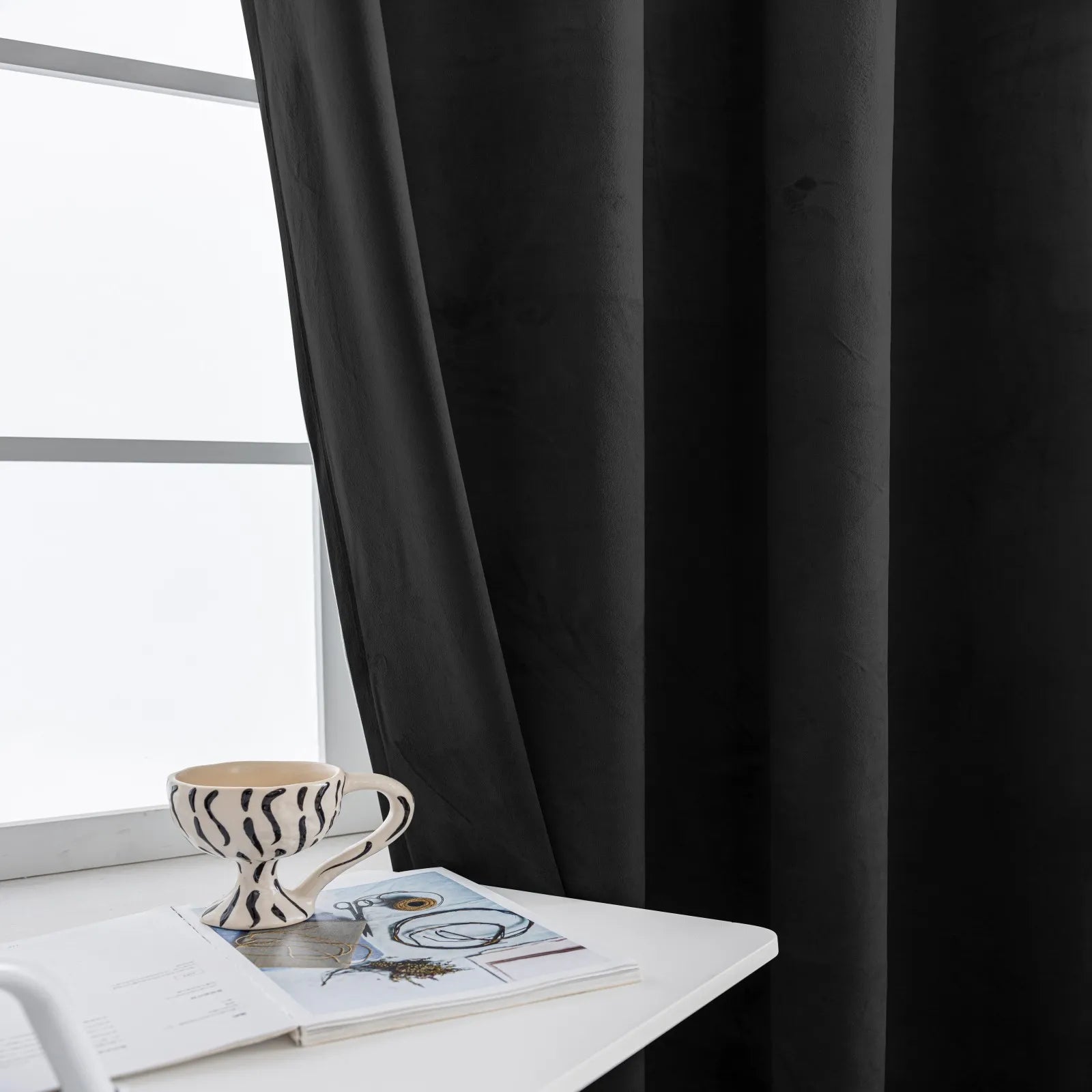 YSTYLE Elegant Velvet Curtains-2 pcs, Blackout & Heat Insulating, Eyelet Drapes for Home Windows