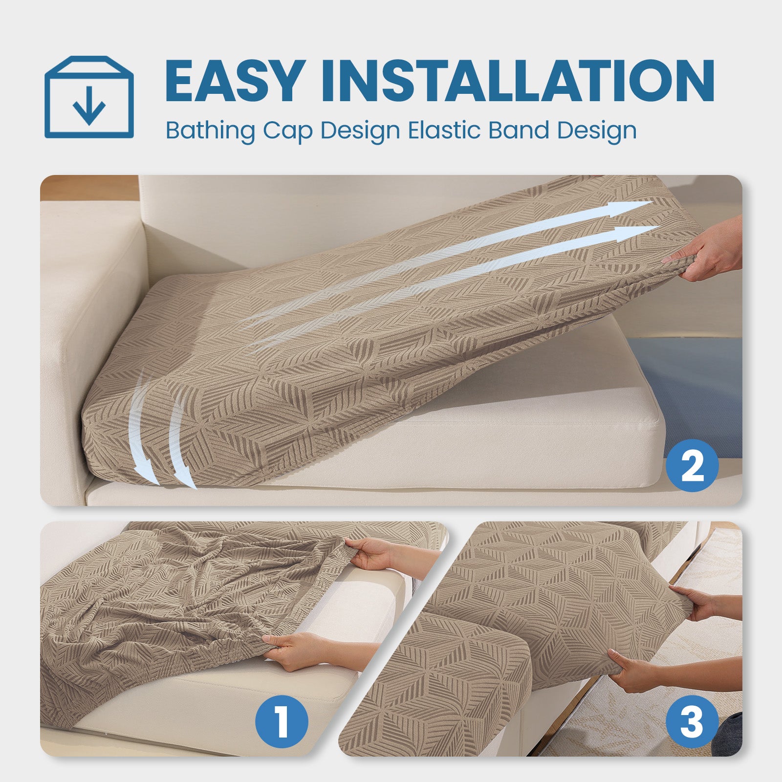 Ystyle Stretch Sofa Seat Cover 3-Seater L-Shaped Sofa Anti Slip Geometric-YSTYLE