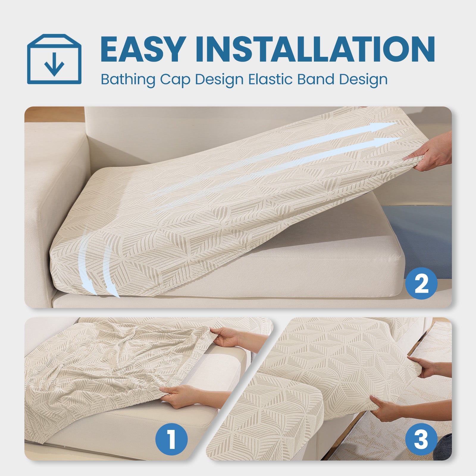 Ystyle Stretch Sofa Seat Cover 3-Seater L-Shaped Sofa Anti Slip Geometric-YSTYLE