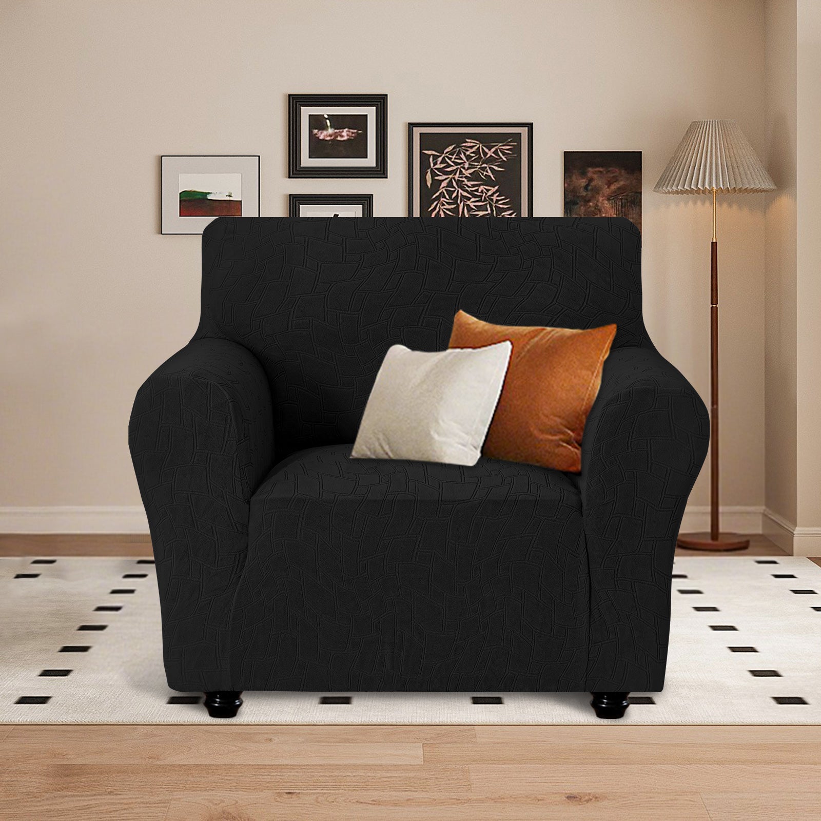 Ystyle Stretch 1 Seater Sofa Cover Jacquard Geometric Pattern-YSTYLE