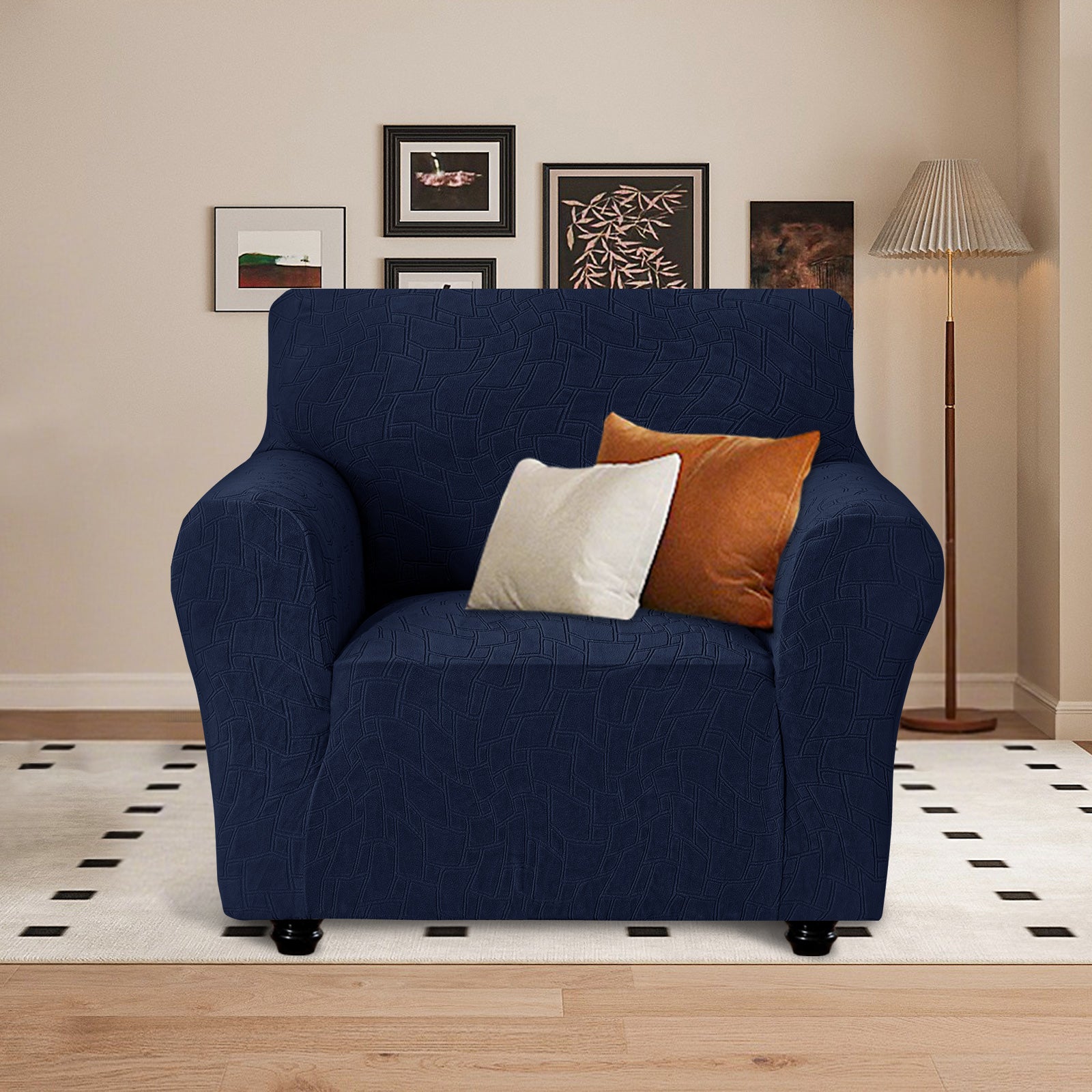 Ystyle Stretch 1 Seater Sofa Cover Jacquard Geometric Pattern-YSTYLE