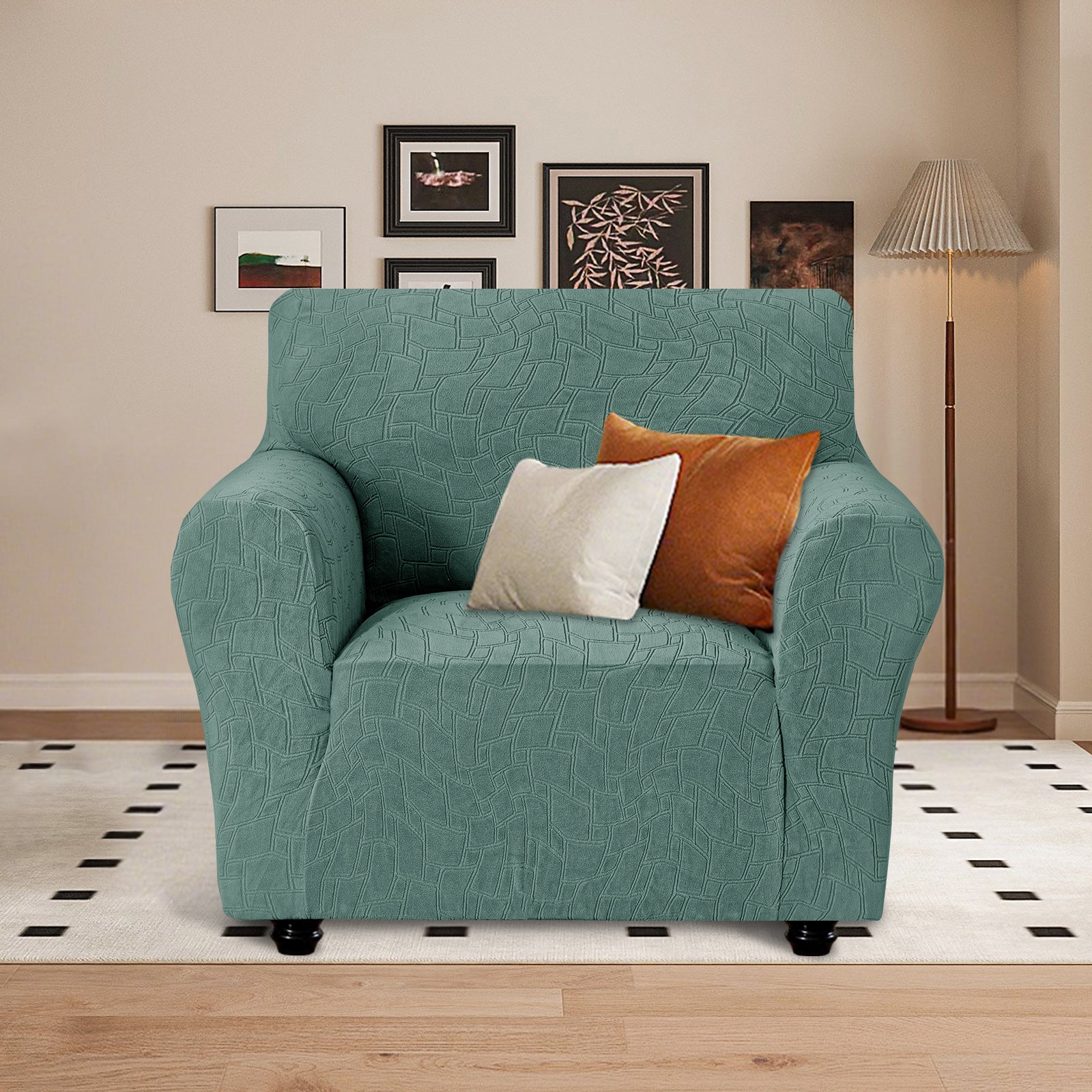 Ystyle Stretch 1 Seater Sofa Cover Jacquard Geometric Pattern-YSTYLE