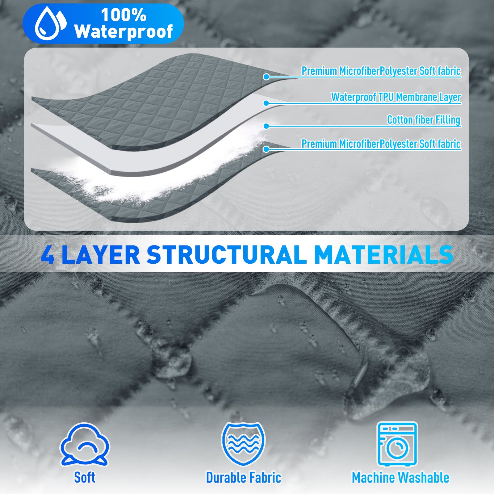 Ystyle Waterproof 4 Seater Corner Sofa Cover Reversible Anti Slip-YSTYLE