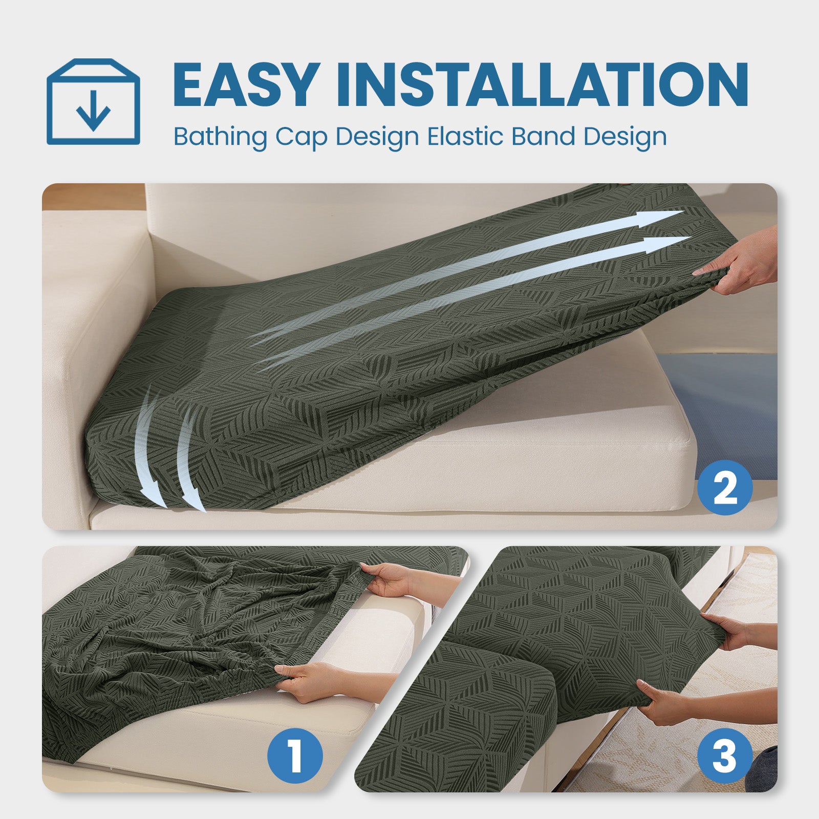 Ystyle Stretch Sofa Seat Cover 3-Seater L-Shaped Sofa Anti Slip Geometric-YSTYLE